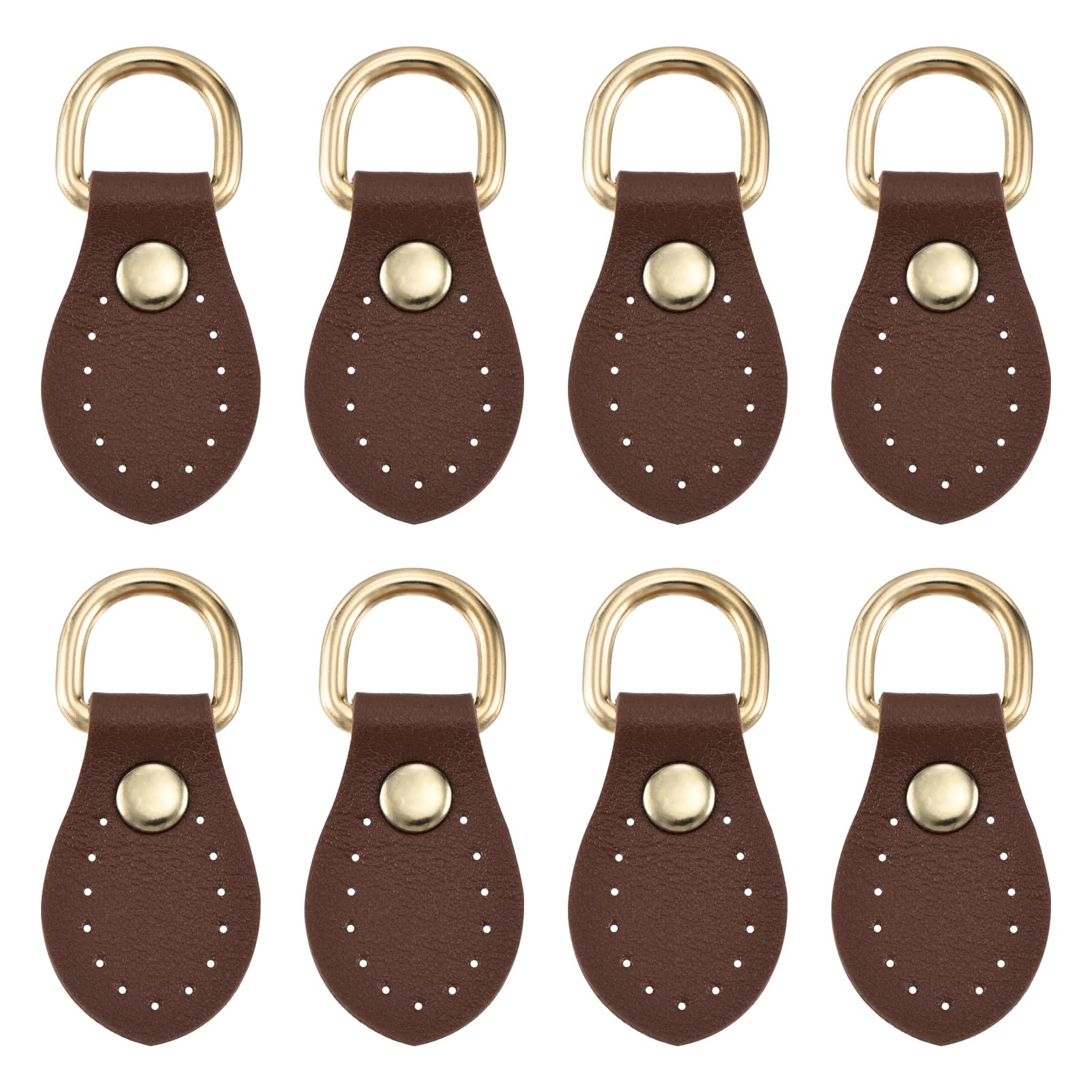 PATIKIL 8 Pcs Purse Strap Mount Hook, Sew on Leather Buckle Bag Side D Ring Clips Replacement Clasp for DIY Shoulder Bag Purse Backpack Craft Hardware Making Supplies, Dark Brown