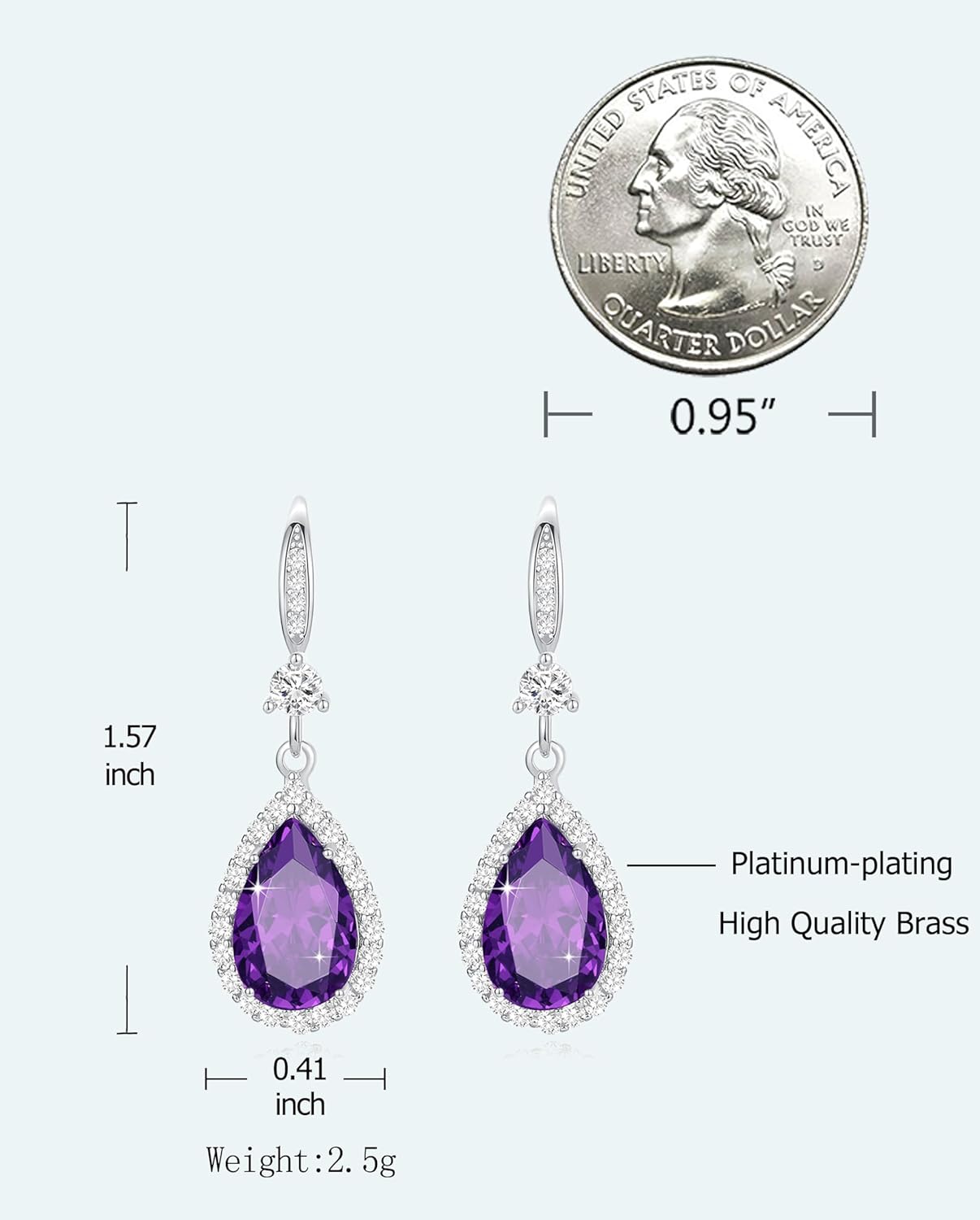 Diamond Dangle Earrings for Women Silver/Gold Plated Crystal Rhinestone Birthstone Drop Dangling Teardrop Earring Set Wedding Costume Jewelry Gift for Women - Image 3