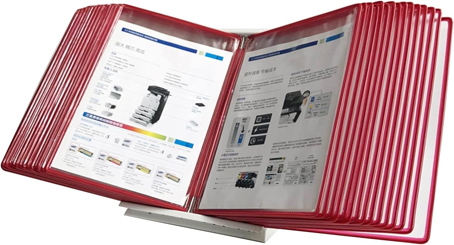 noxozoqm Desktop/Wall Reference With 30 Panels Easy-Load Pockets,Desk Reference Organizer,For Display A4 Documents.(Color:G)