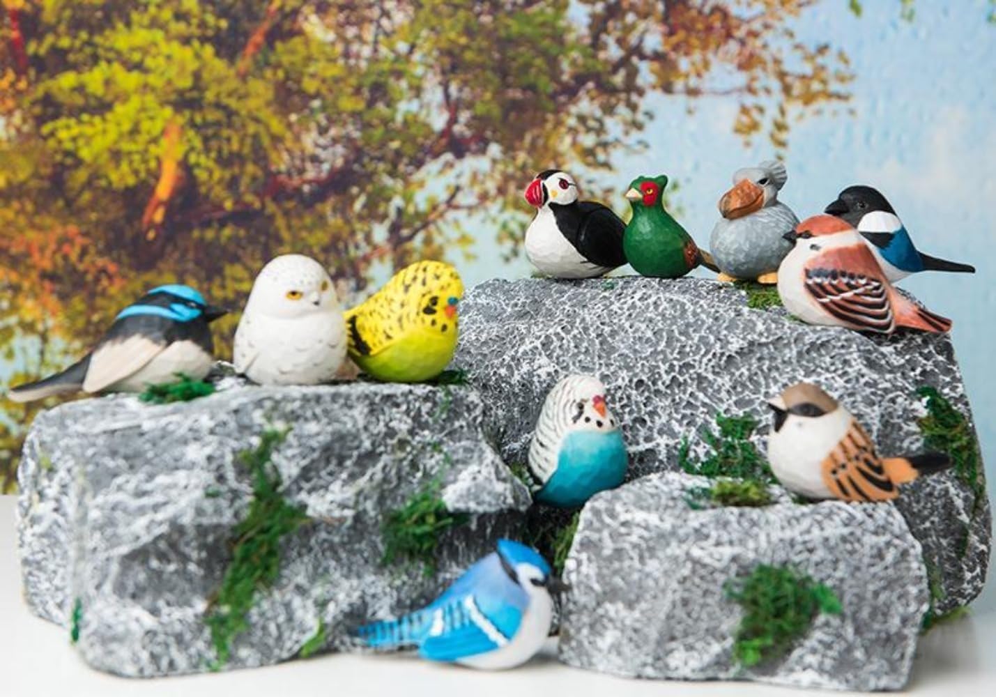 Amazon.co.jp: Vilom 木工芸品 木彫り鳥 かわいいさえずりインテリア