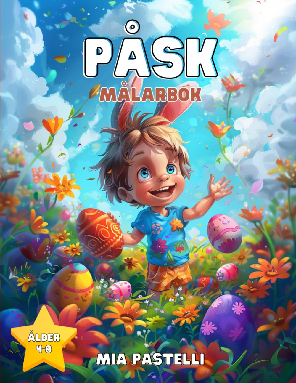 Påsk Målarbok för Barn 4–8 År: 50 Söta och Roliga Illustrationer att Färglägga | Perfekt Påskpyssel