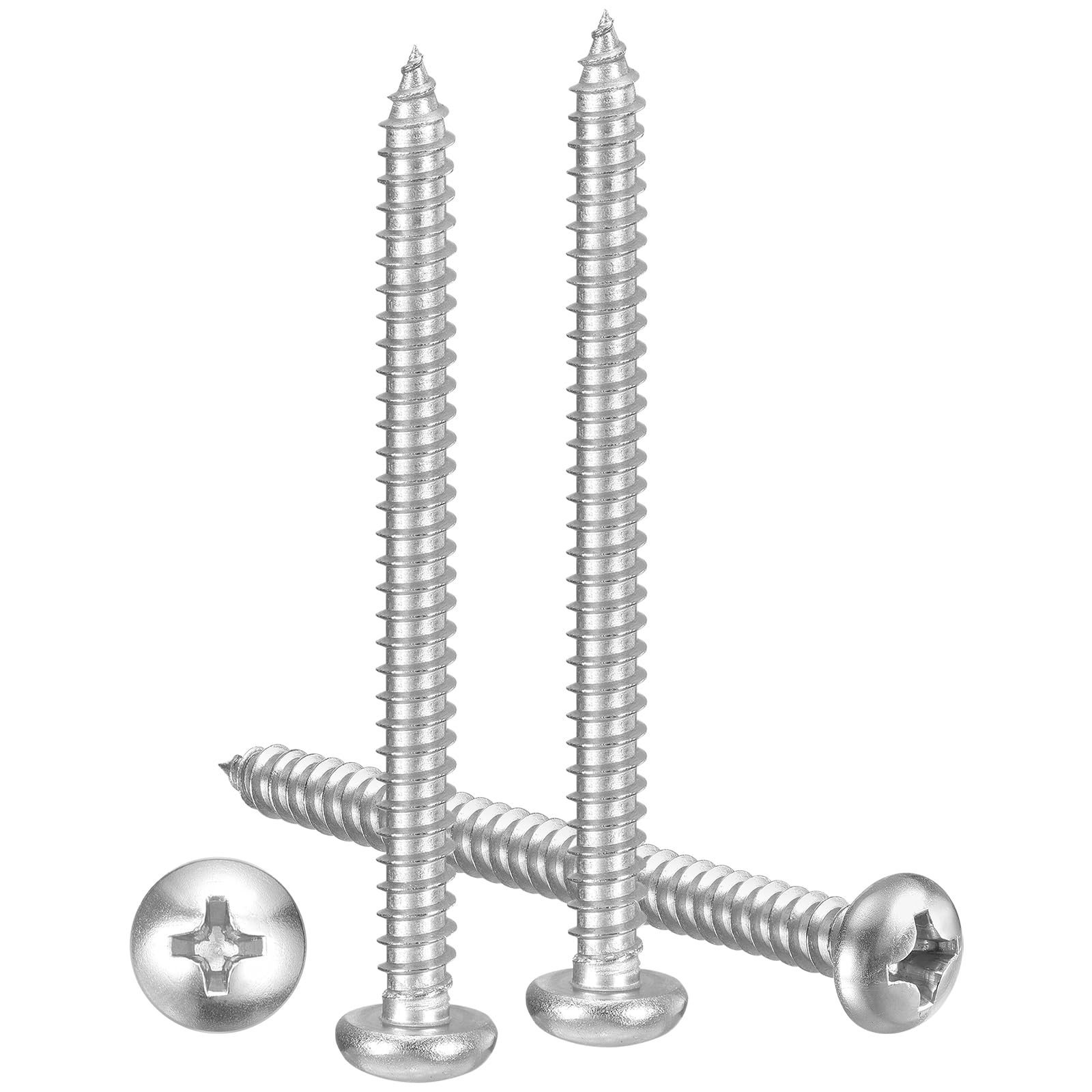 METALLIXITY Phillips Pan Head Self Tapping Screws(#12x3") 40Pcs, 304 Stainless Steel Self Drilling Screw for Metal Wood Plastic, for Cabinet Wall Shutter Plate Rock Furniture, Silver Tone — image 1