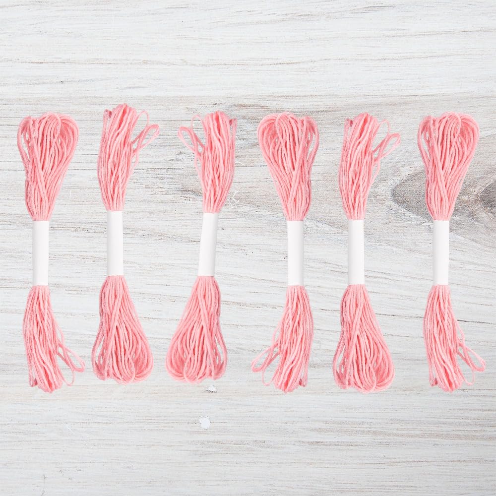 Embroidery Floss Pack – 6 Skeins, 8.7 Yards Each – Melon Pink Embroidery Floss for Needlework, DIY Bracelets, Crafting, Weaving