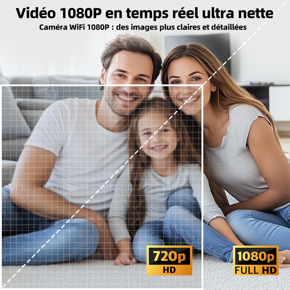 Mini Caméra Espion WiFi 1080P Full HD, Caméra de Surveillance Intérieure Discrète avec Détection de Mouvement et Vision Nocturne, Petite Caméra Connectée pour Bébé, Maison, Bureau et Auto, Noir