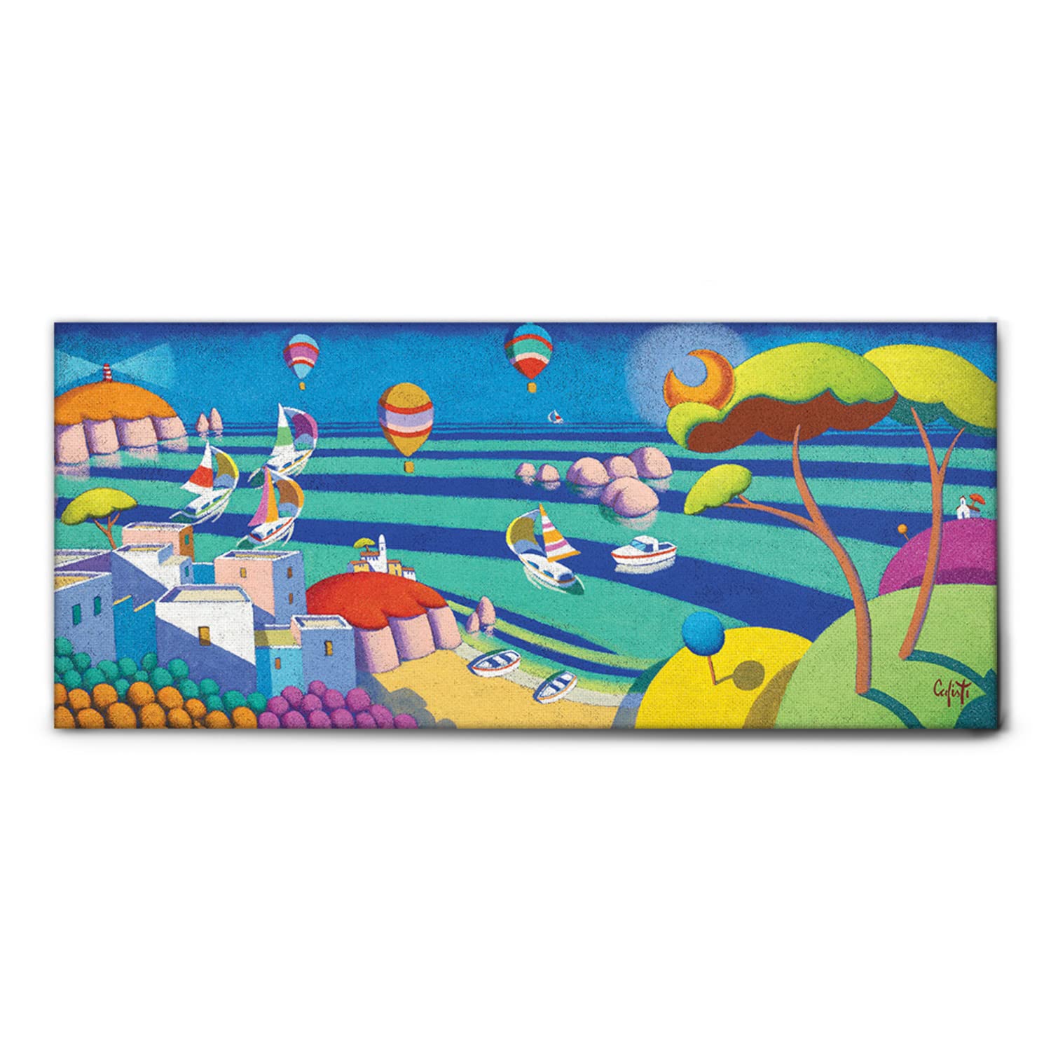 Giallobus - Quadro - Stefano Calisti - Mare d'estate - Tela canvas - 140x60 - Pronto da appendere - Quadri moderni per la casa