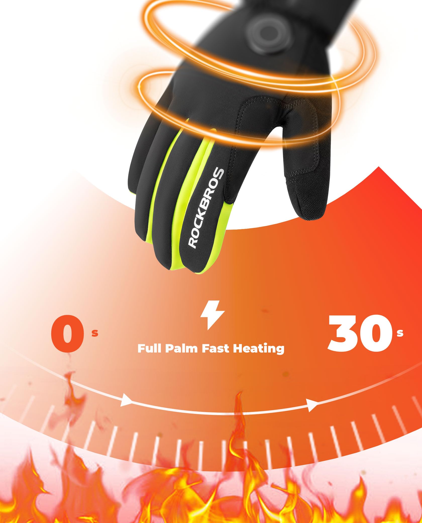 ROCKBROS Beheizbare Handschuhe Damen Herren, Handschuhe mit Heizung, Handschuhe Touchscreen mit Aufladbare Akkus Elektrische, Beheizte Handschuhe für Ski, Snowboard, Wandern, Radfahren e Outdoor Fashion