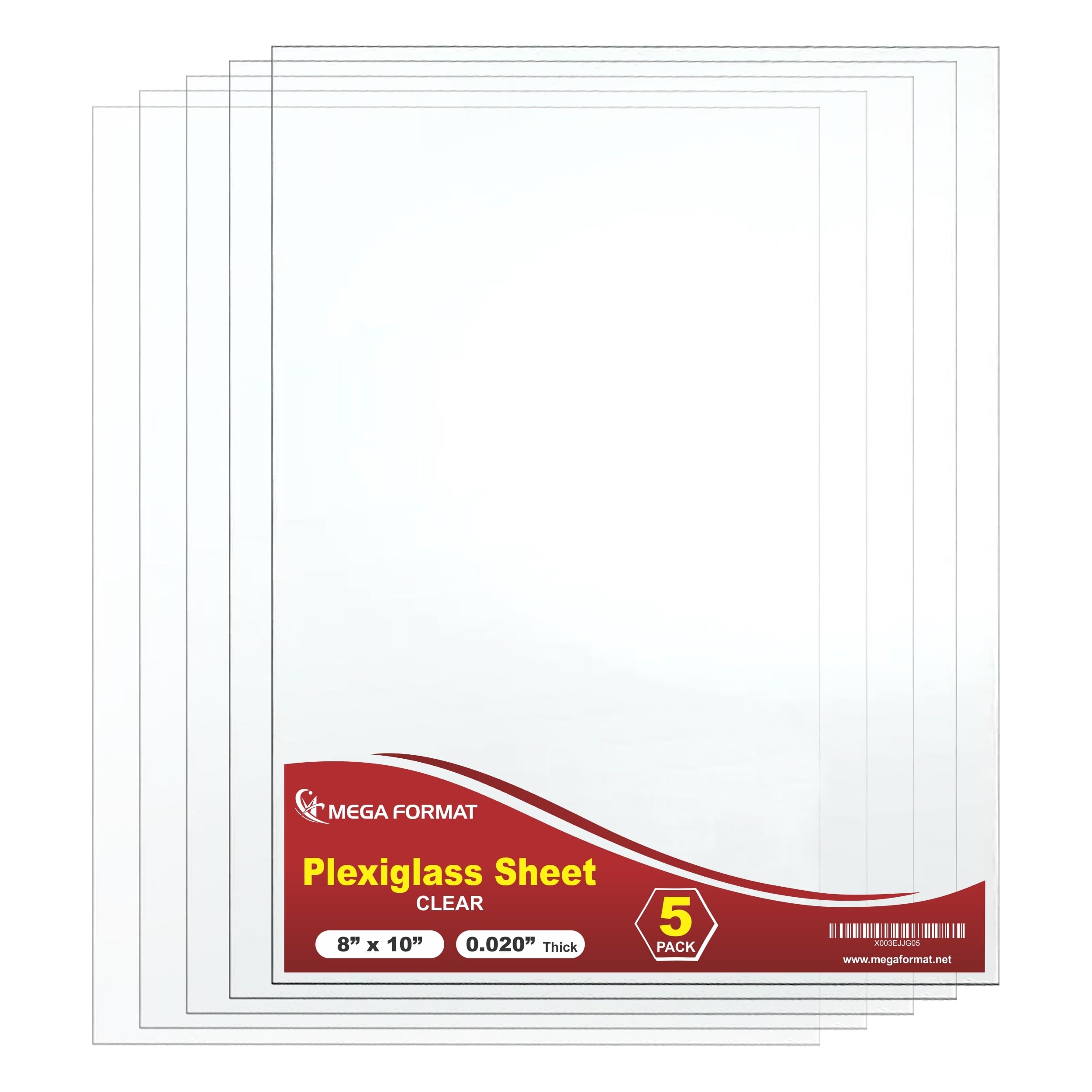 Clear Acrylic Sheets - 5 Pack for Crafts & Projects -10
