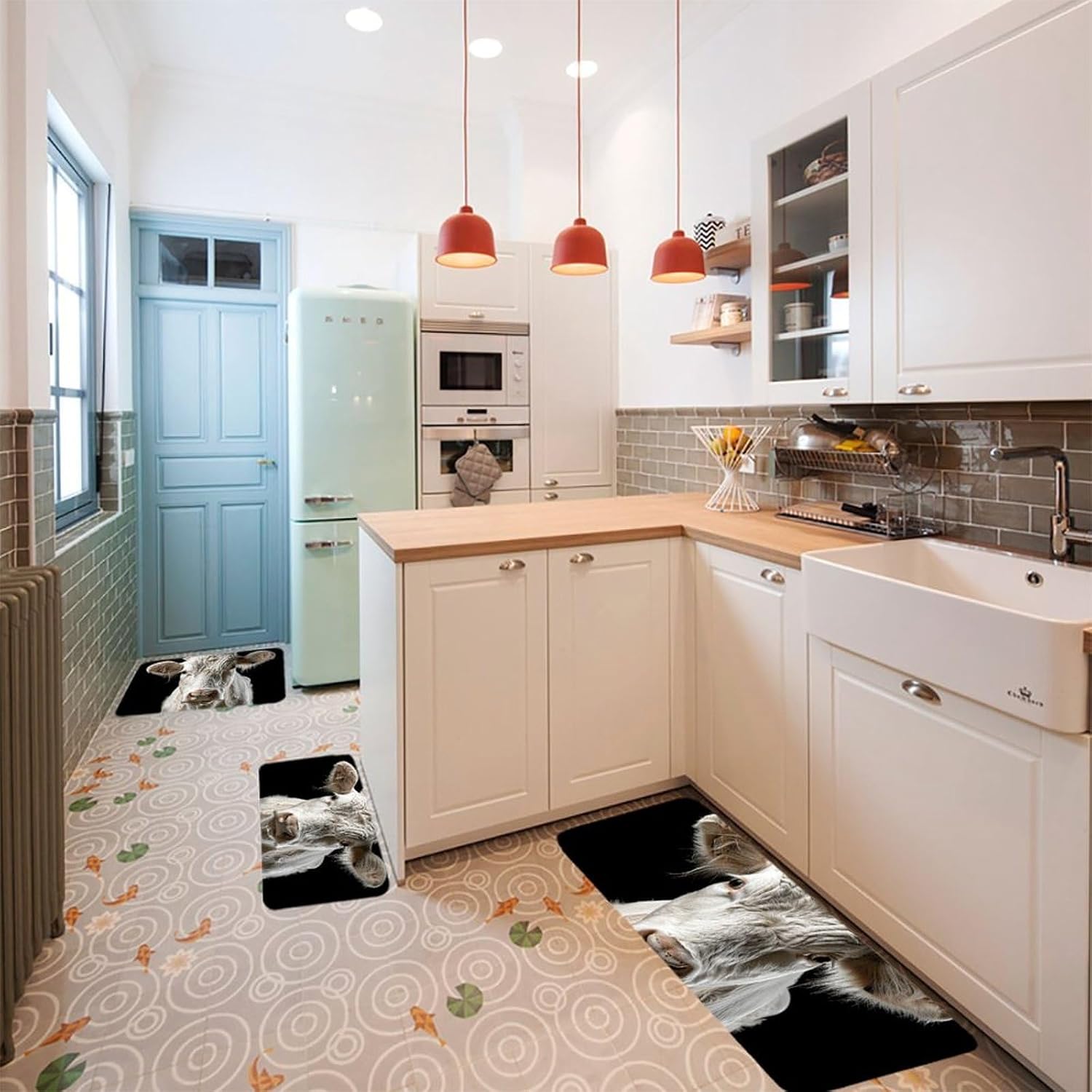 Head and Shoulders Kitchen Mats for Floor 3 Pcs Kitchen Rugs