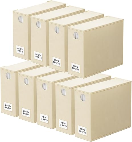 Vista 11 de SpaceAid Paquete de 6 Organizadores y Almacenamiento de Sábanas de Cama, Organizador de Sábanas Plegable con Ventana para Armario de Ropa Blanca