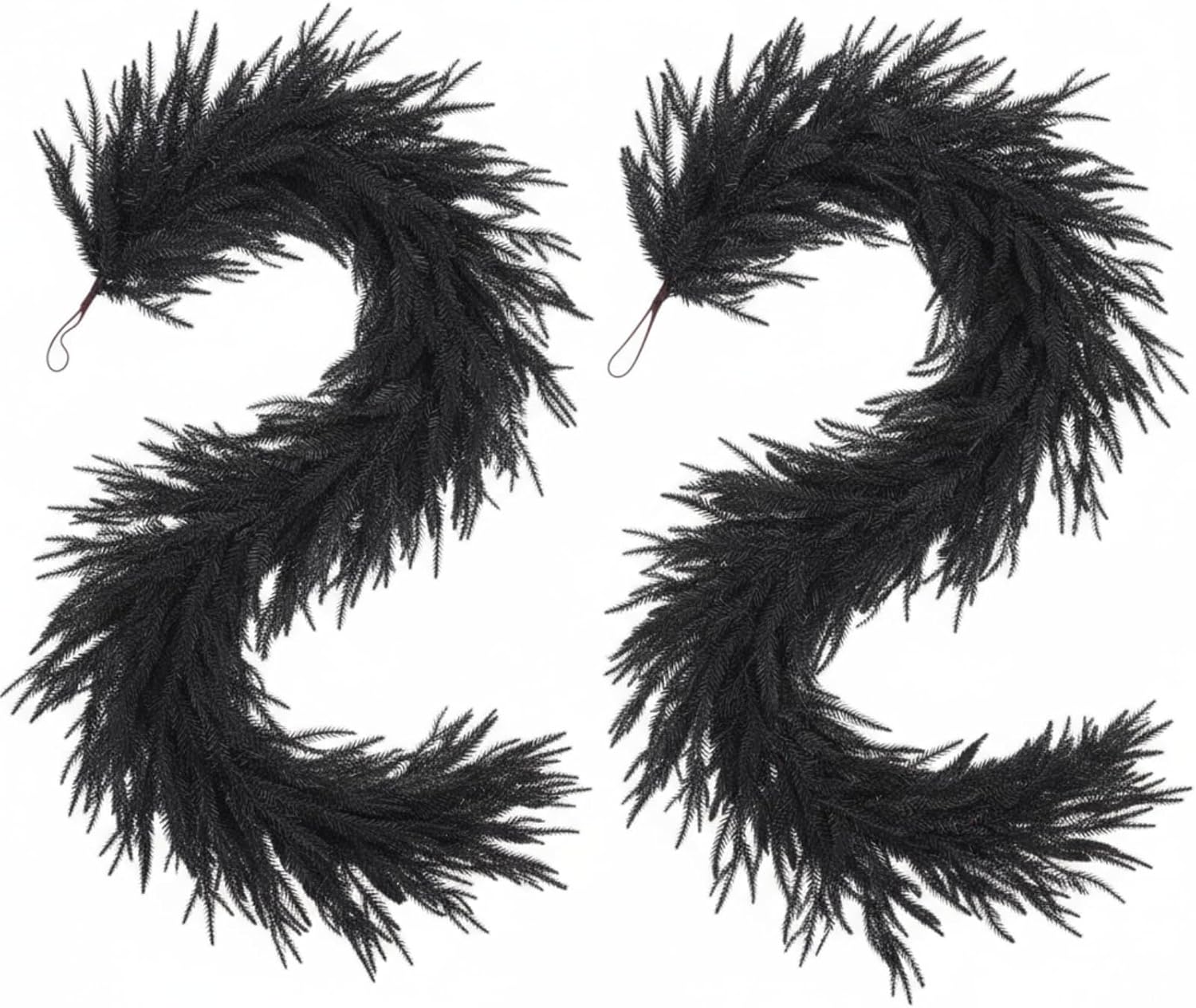 Dingion 2 Pcs Artificial Norfolk Pine Garlands, Each 6 FT Realistic Texture Artificial Faux Dense Greenery Garland for Home Table Mantle Garden Wedding Arch Floral Decor (Black,Dense)