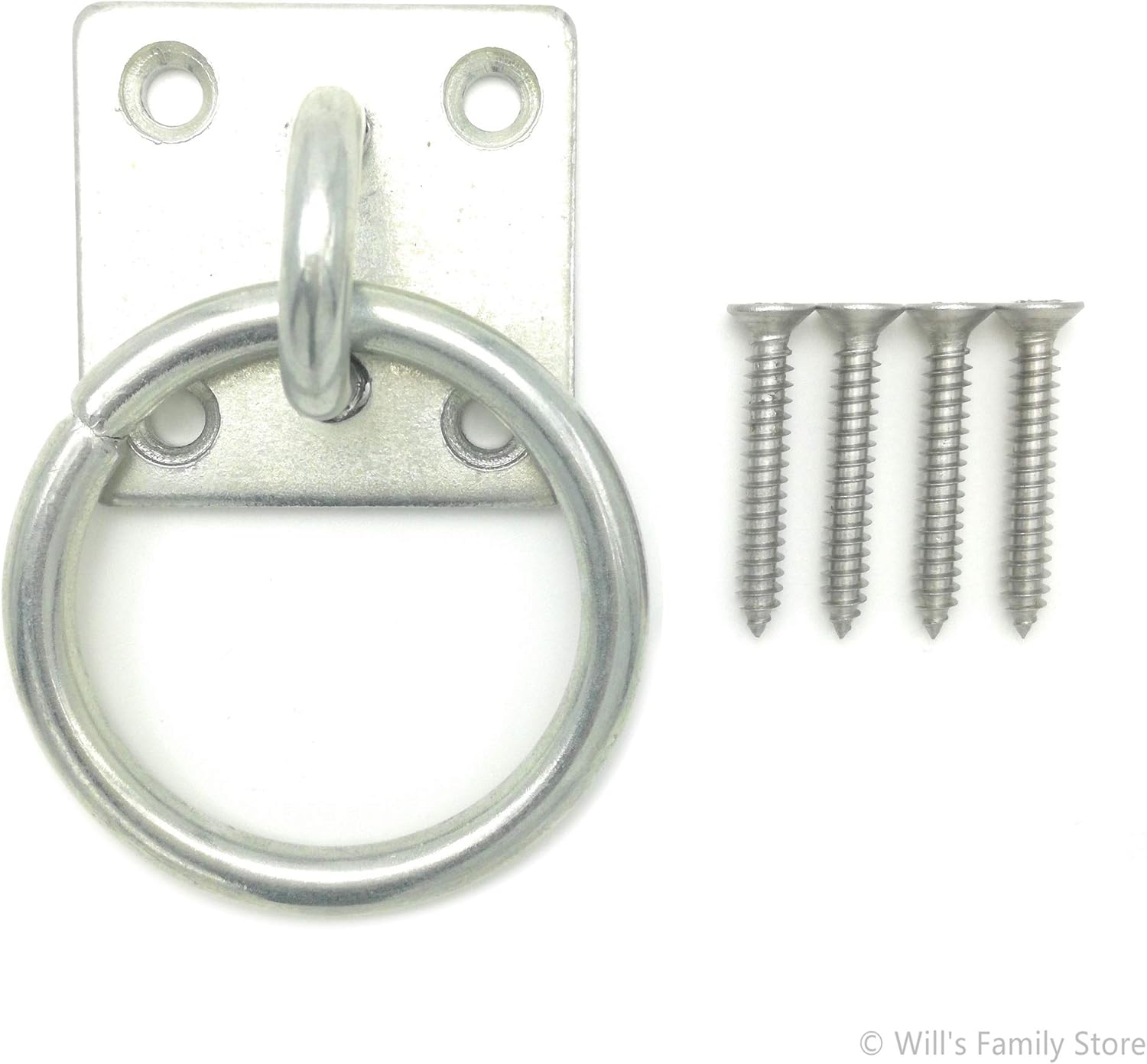 Will's Family Store 2 inch Cross Tie Rings for Horse with Square Plate Zinc Plated Pack of 2 : Pet Supplies