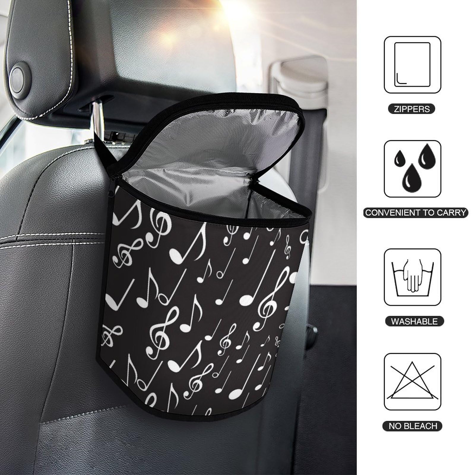 Amazon.co.jp: 車用ゴミ箱 ピアノ柄 音楽柄 音符柄 車載ごみ箱