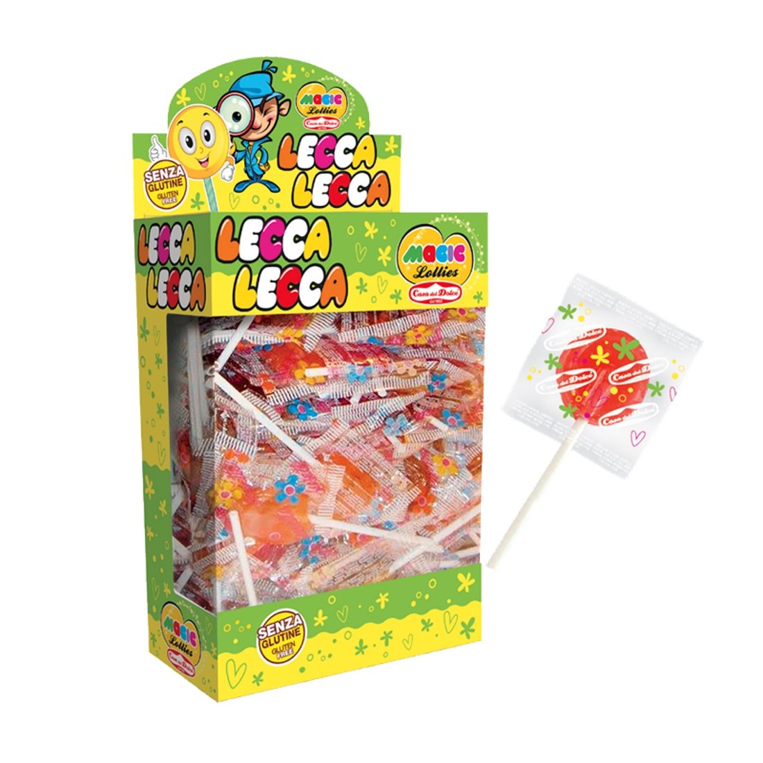 Lecca Lecca piatte al gusto frutta confezione da 400 pezzi - Magic Lollies colorate incartate singolarmente - Senza Glutine