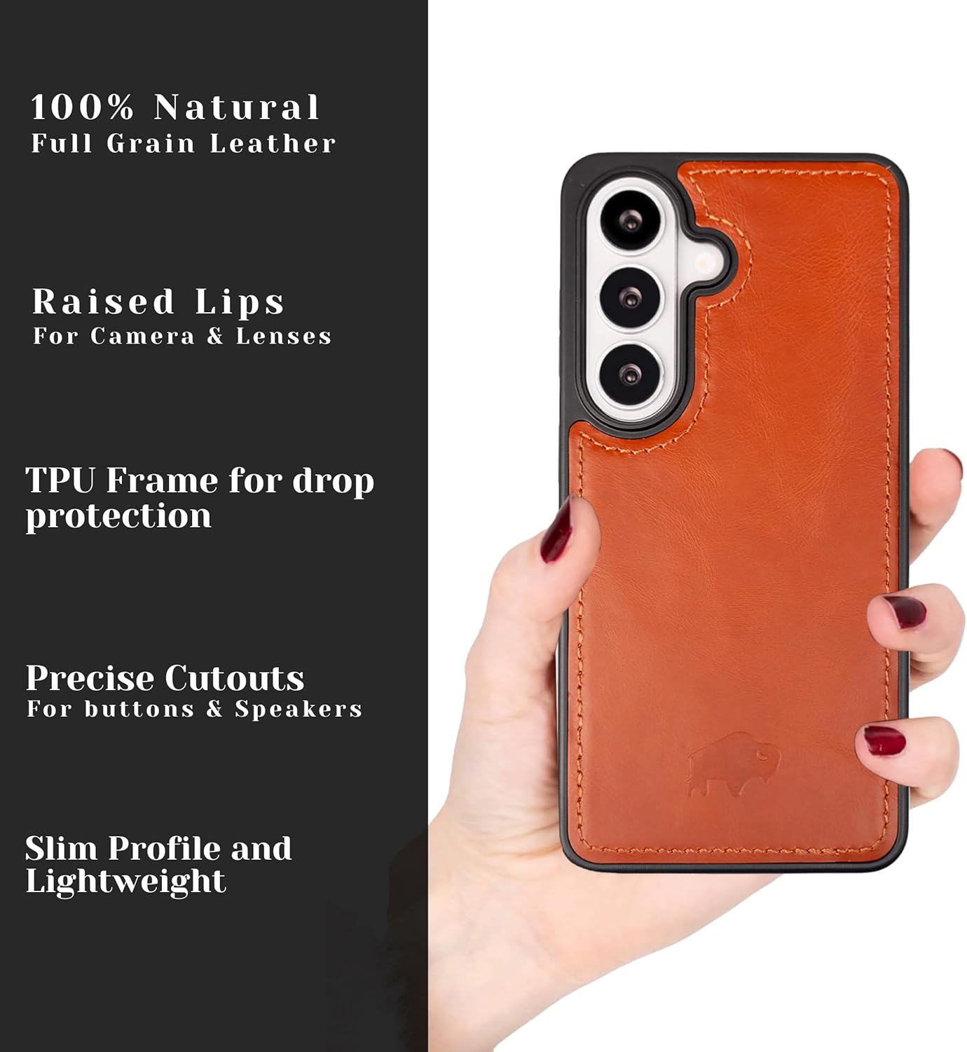 BLACKBROOK for Samsung S26 Leather Case – York Slim Protective Cover – Ready for MagSafe and Wireless Charging, Full‑Grain Leather, Soft Suede Interior