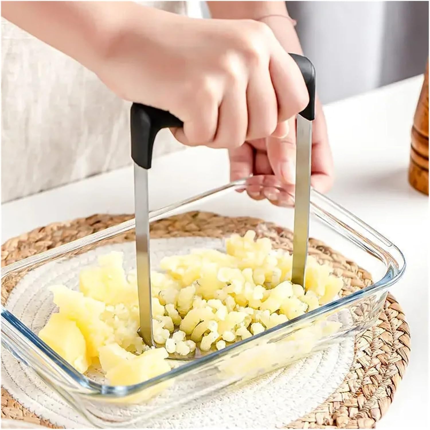 Stainless Steel Potato Pusher Pressed Masher Ricer Puree Fruit Gadget