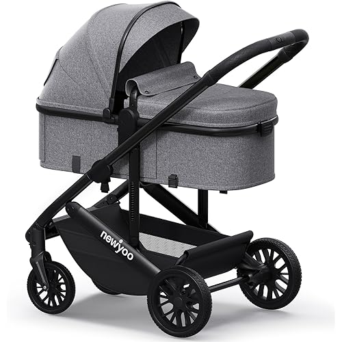 newyoo Infant Stroller with Bassinet Mode, Nestro 516M, Convertible Infant Strollers w Reversible Seat & Cup Holder, 2-in-1 Rear-Facing Pram from Newborn to Toddler, Gray