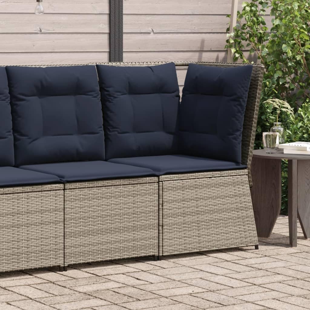 10.4x10.4x14.7 in Gray Outdoor Corner Sofa Synthetic PE Rattan Modular Patio Loveseat Cushions Powder-Coated Steel Frame for Balcony Garden Backyard