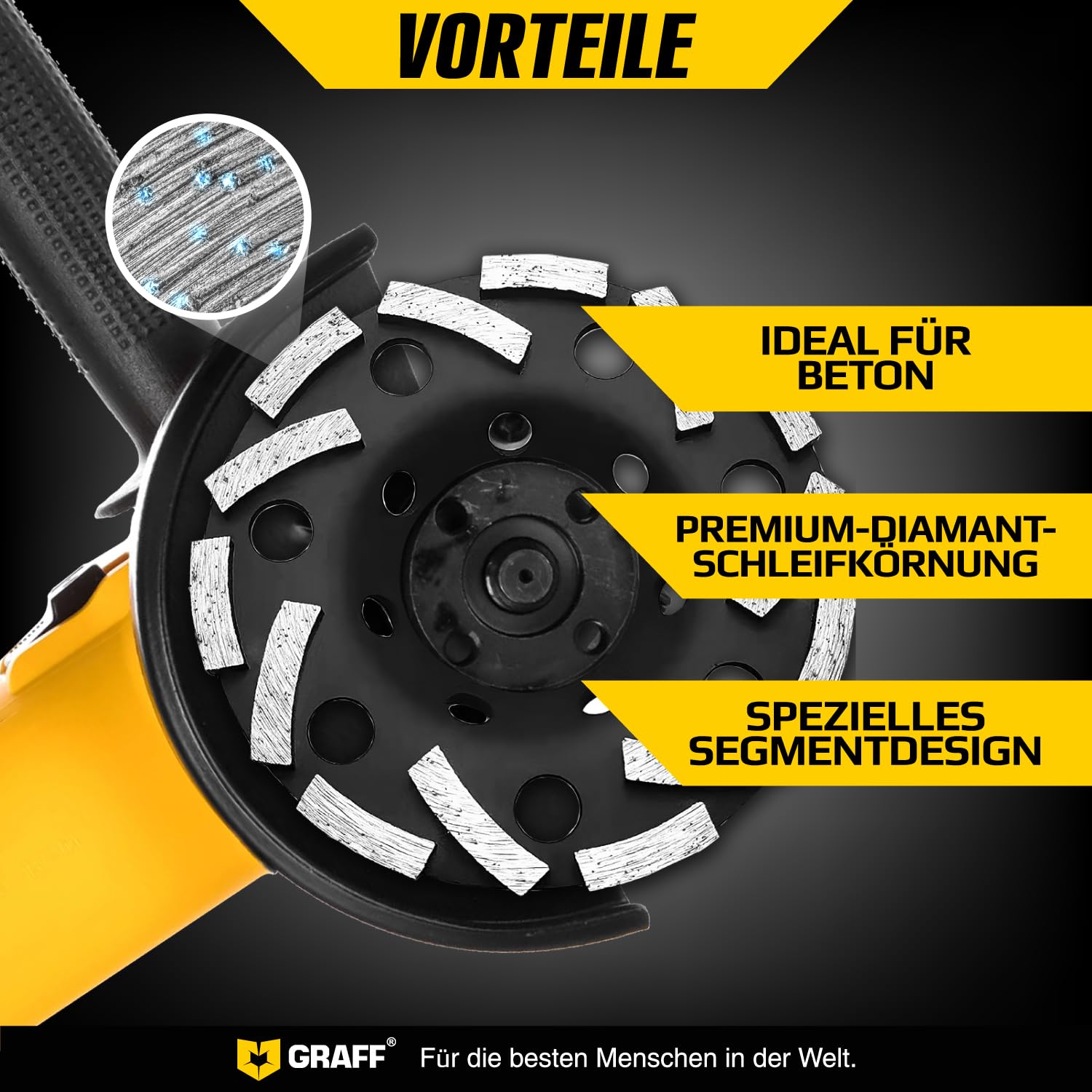 GRAFF Disque Diamant 115 - Meule Poncage Surfacage Béton, Pierre, Granit, Maçonnerie - Meules Boisseaux Diamanté Extra Speed