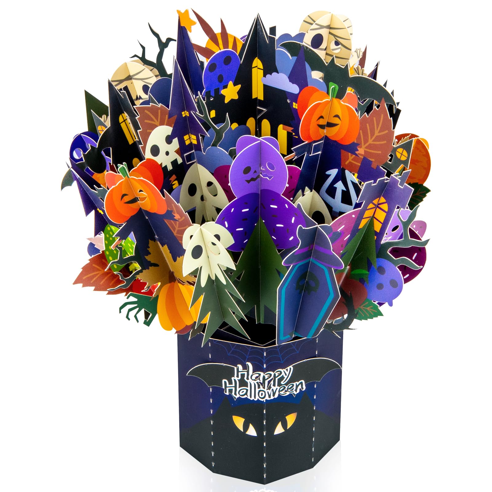 DLYMXGC The Mummy Pop Up Paper Flower Bouquet Greeting Card with Blank Note & Envelope, ideal celebration gift for Halloween, Love, Birthday, Anniversary, Special Moment, Holiday, Housewarming — image 1