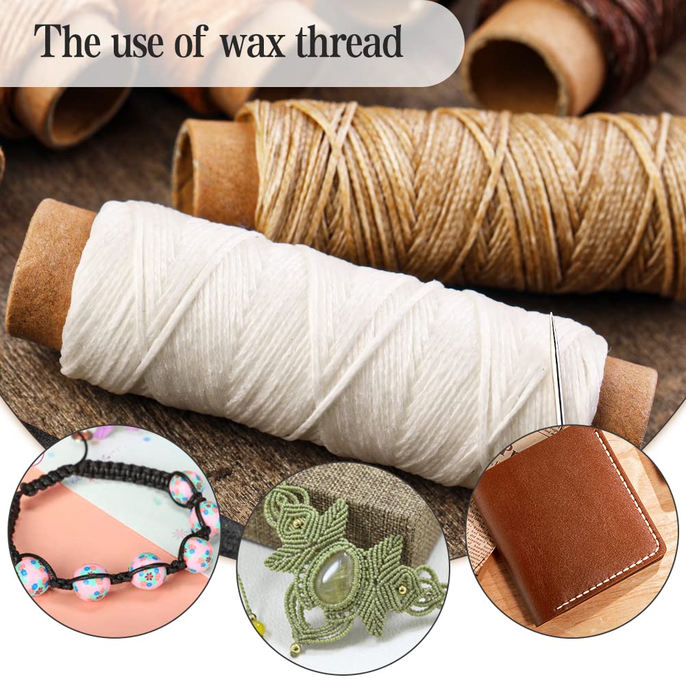 BUTUZE Hilo encerado de cuero de 330 yardas – 150D 33 yardas por hilo de costura para manualidades de cuero, encuadernación, reparación de zapatos, costura de cuero