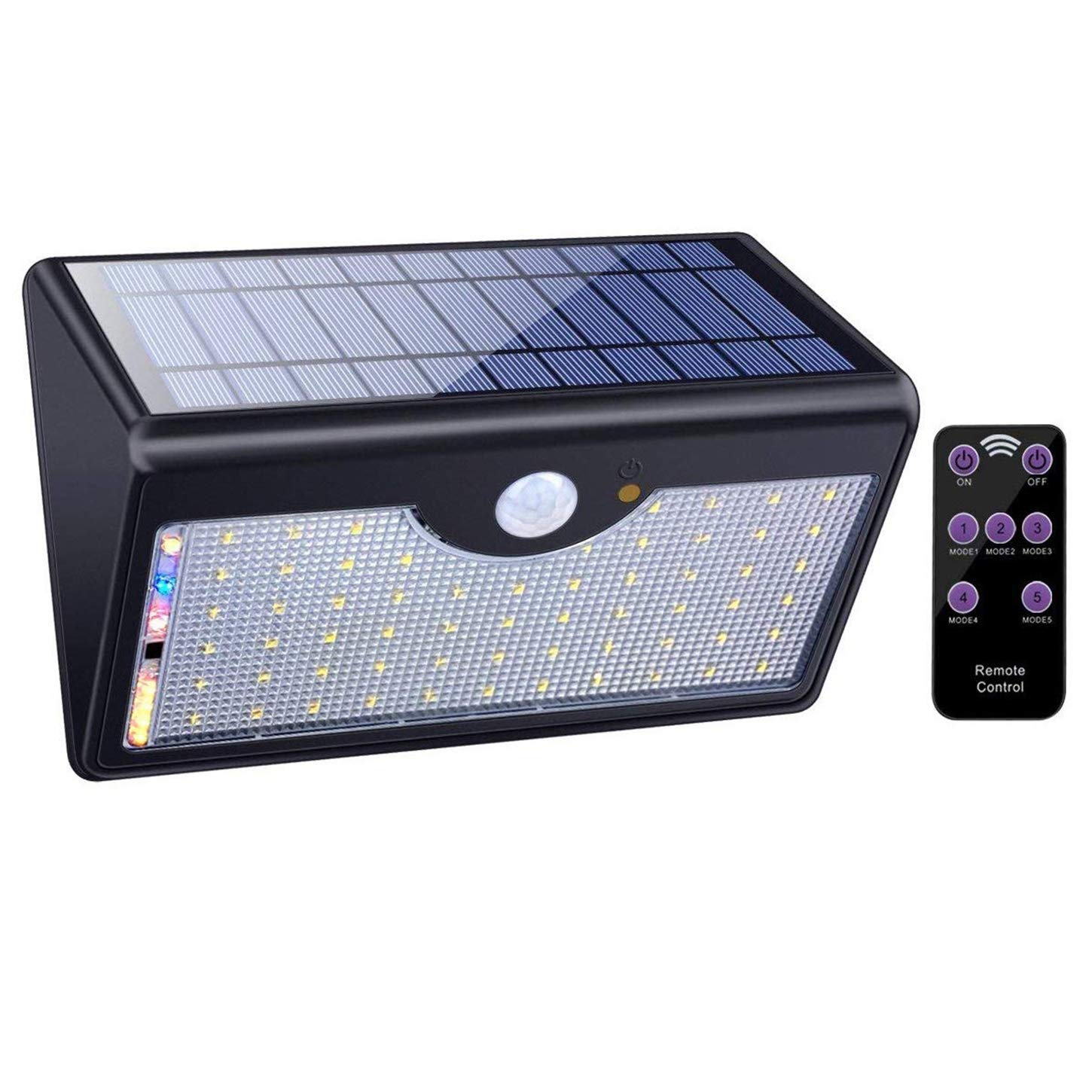 Lampa słoneczna Led z czujnikiem ruchu, zewnętrzny reflektor bezpieczeństwa słonecznego z 5 trybami inteligentnymi Wodoodporny pilot Solarna lampa ścienna do ogrodu