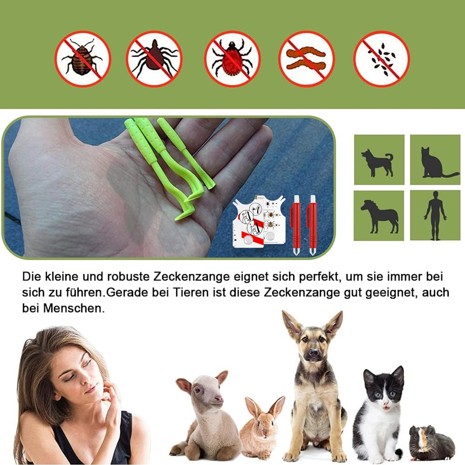 Carte De Retrait De Tiques - Tire-Tique Avec Loupe, Nettoyage Rapide Des Tiques, Parfait Pour Retirer Les Tiques, Avec Crochet Et Tire-Tiques, Pour Humains, Chiens, Chats Et Animaux Domestiques