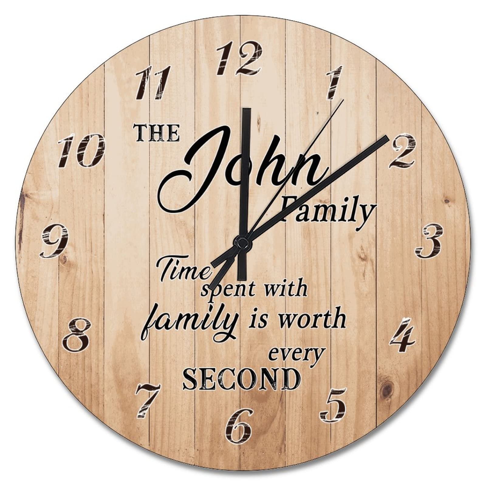 Horloge murale grain de bois 38 cm pendule vintage à piles pour salon et cuisine