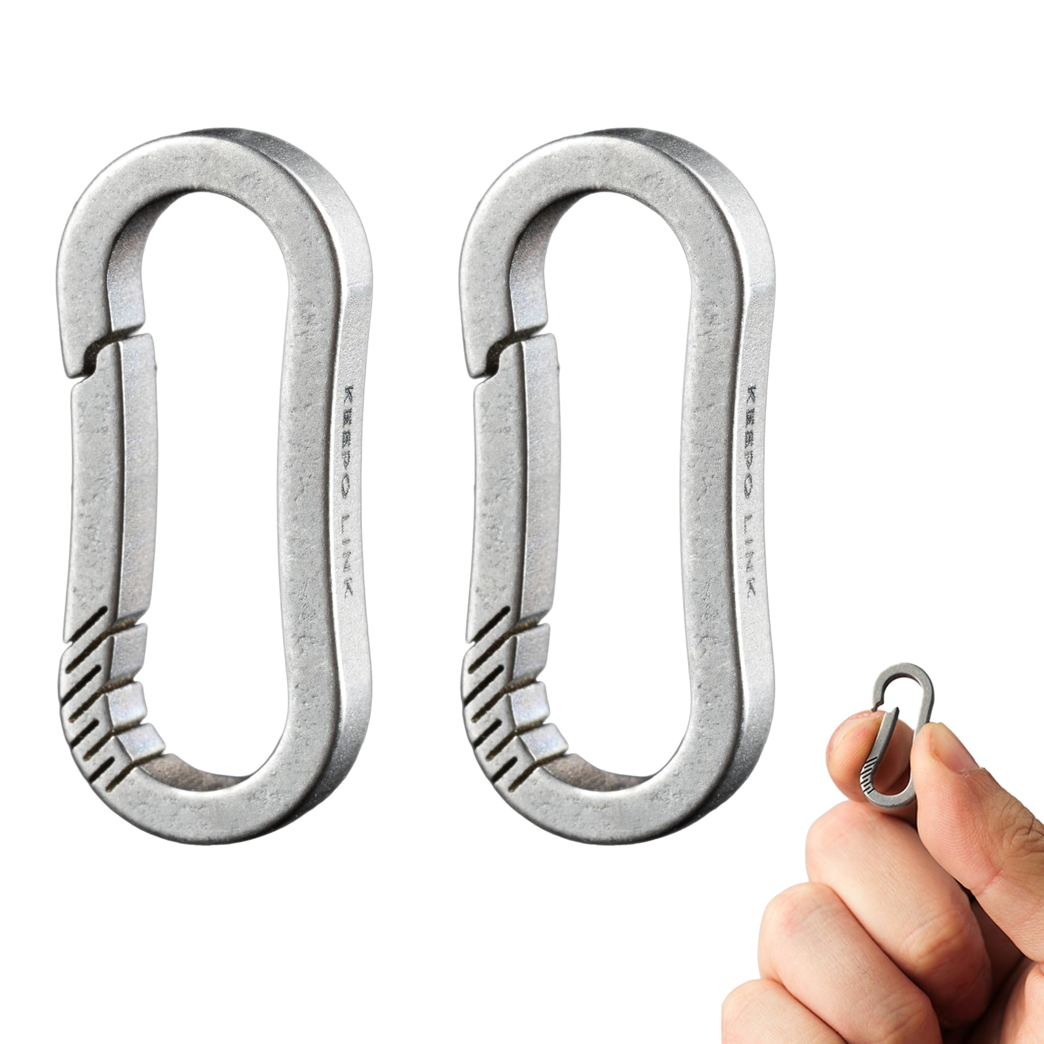 KEEPO LINK Mini karabińczyk, 2 sztuki, 2,6 cm, tytanowy klips na karabińczyk, szybkozłączka do breloczków do kluczy, karmników dla ptaków, znaczków dla psów, dzwonków wietrznych, OLL03 (Gunmetal Grey)
