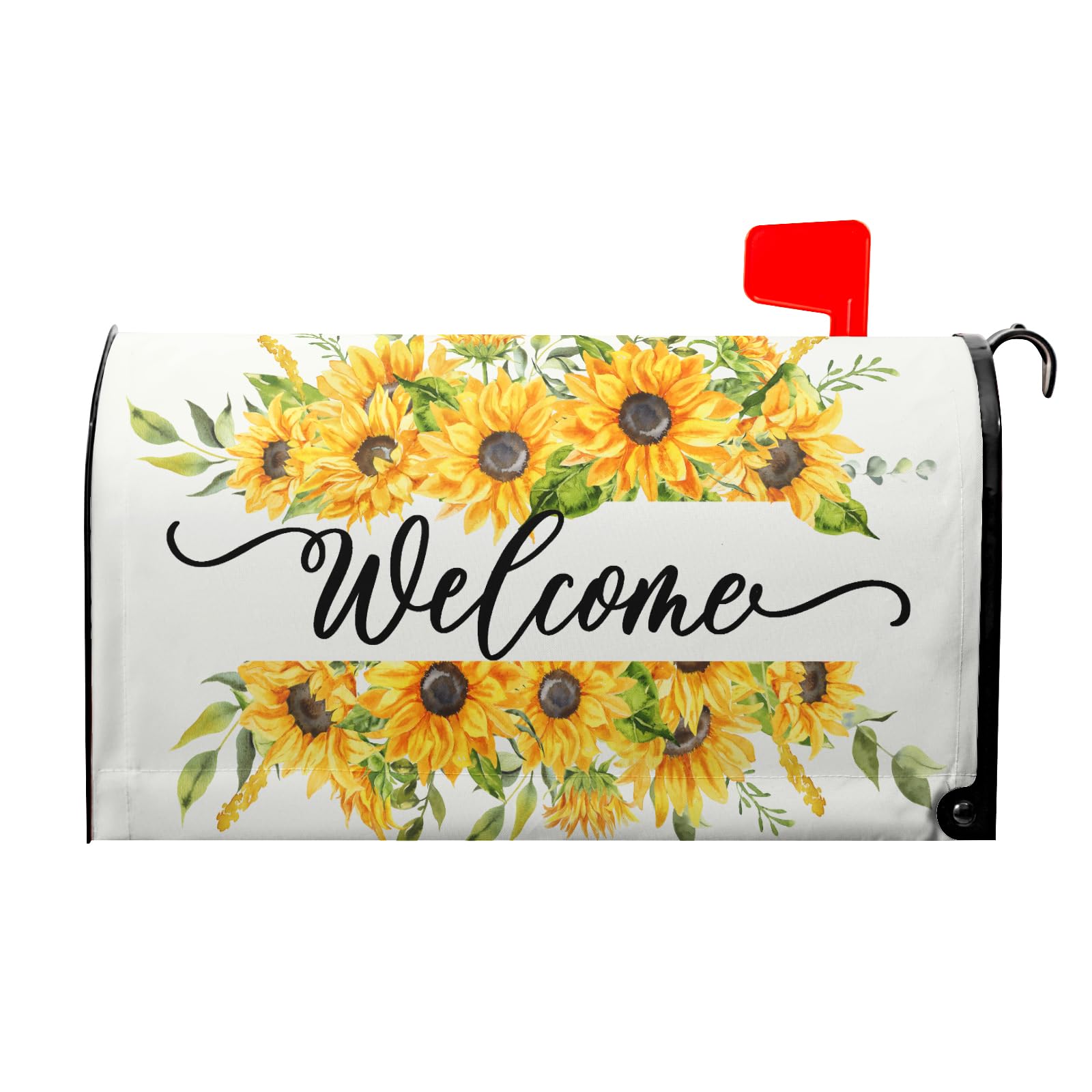 Welcome Spring Summer Mailbox Covers Magnetic Standard Size 25x21in Summer Sunflowers Mailbox Cover Mailbox Decals Farmhouse Yellow Floral Mailbox Wraps Post Letter Box Cover for Home Garden Yard