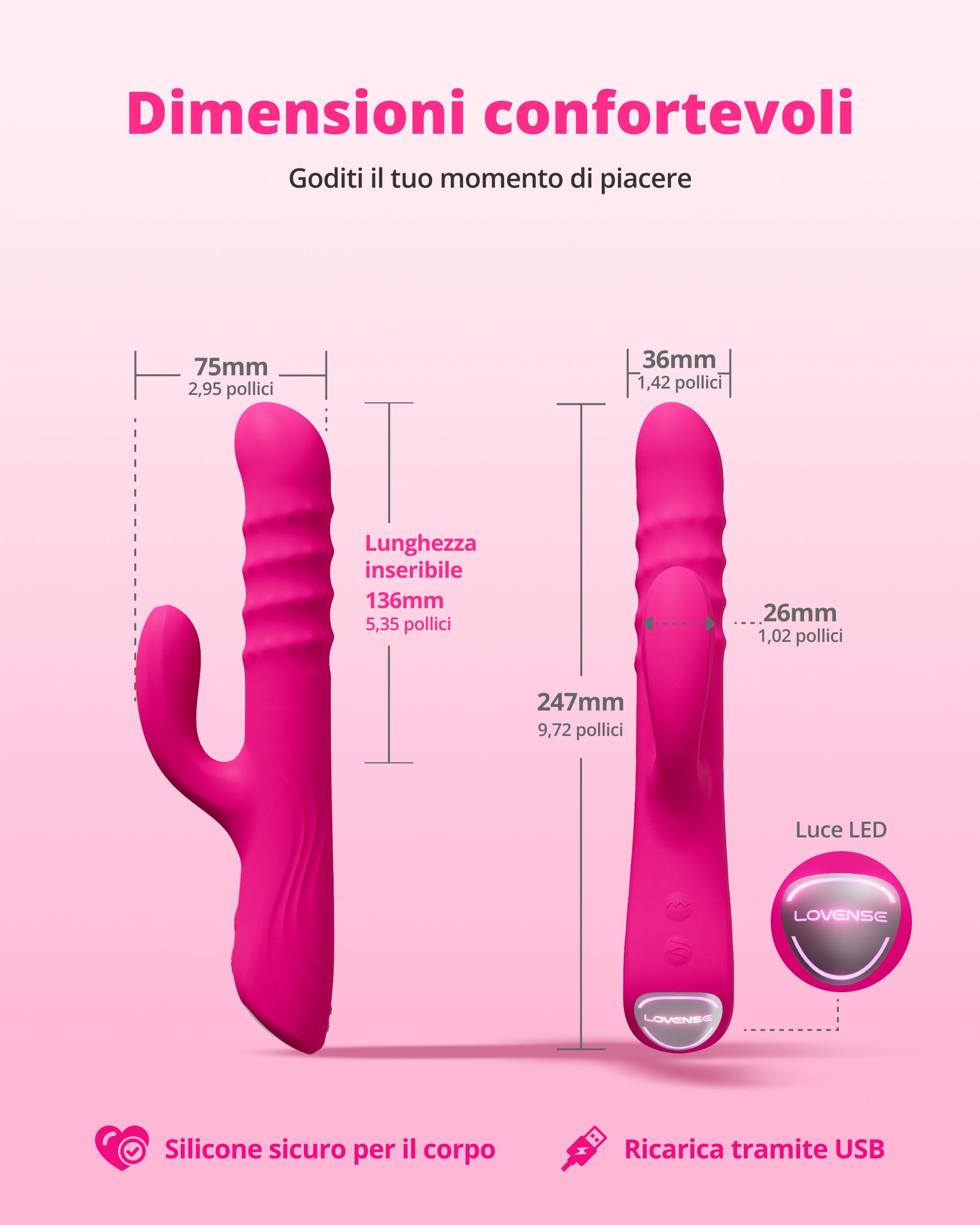 Lovense Velvo Vibratore Rabbit con Perline Rotanti, Potente Vibratore Punto G e Clitoride Sex Toy Donna, Controllo App a Distanza per Coppia, vibratori Doppia Stimolatore Impermeabile Ricaricabile