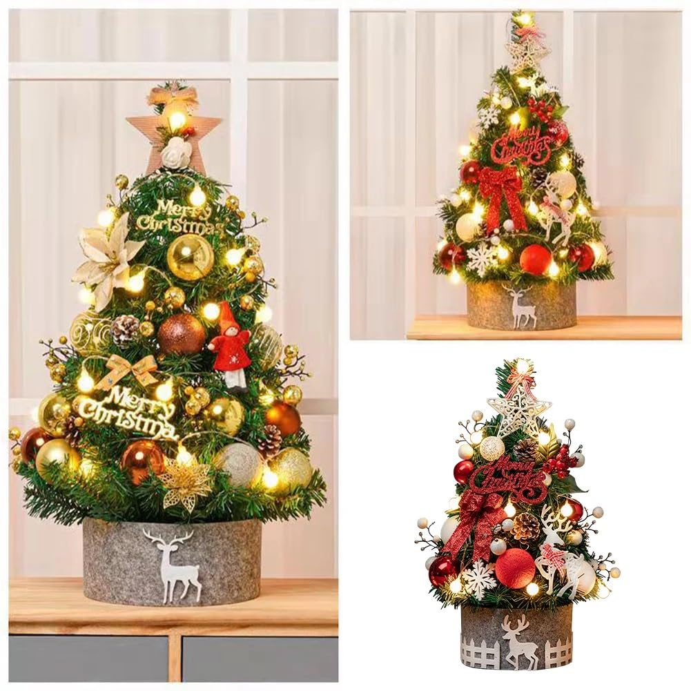 Sapin de Noël Portable 45 cm (17,72 Pouces), idéal for Une Table, Un Bureau, Salle Classe ou Balcon Petits espaces(Gold)