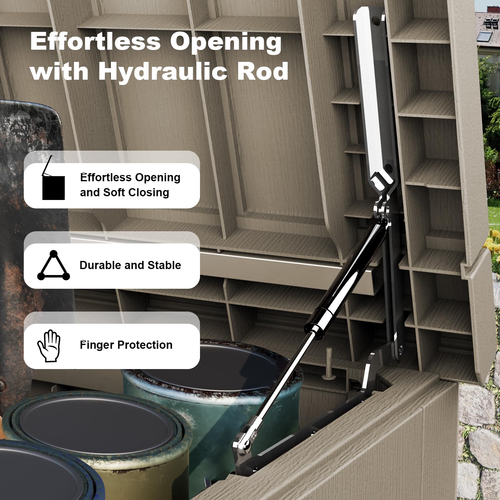 ROJIK Outdoor Storage Housing Deck Box,Waterproof Patio Furniture, Garden Tools,Cushions,Pool Accessories Storage Bench with Lockable Lid and Side Handles (Grey,280 Gal)