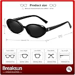 Breaksun Retro Oval Sunglasses for Women Men Fashion Small Oval Sunglasses 90s Vintage Shades