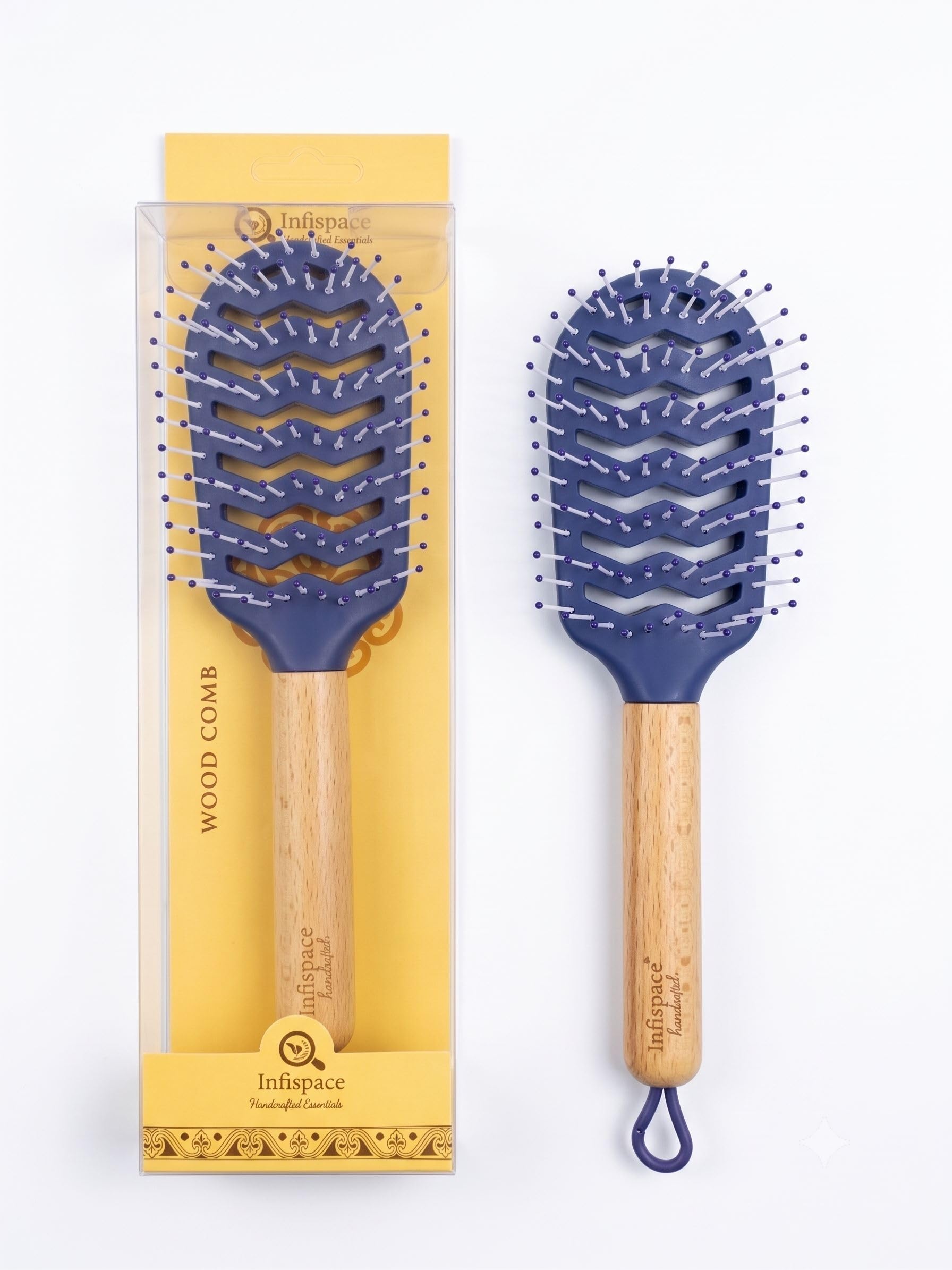 Infispace Wooden Detangling Hair Brush for Wet & Dry Hair | Flexible ball-tip bristles gently detangle hair while minimizing pulling and breakage-picture-12