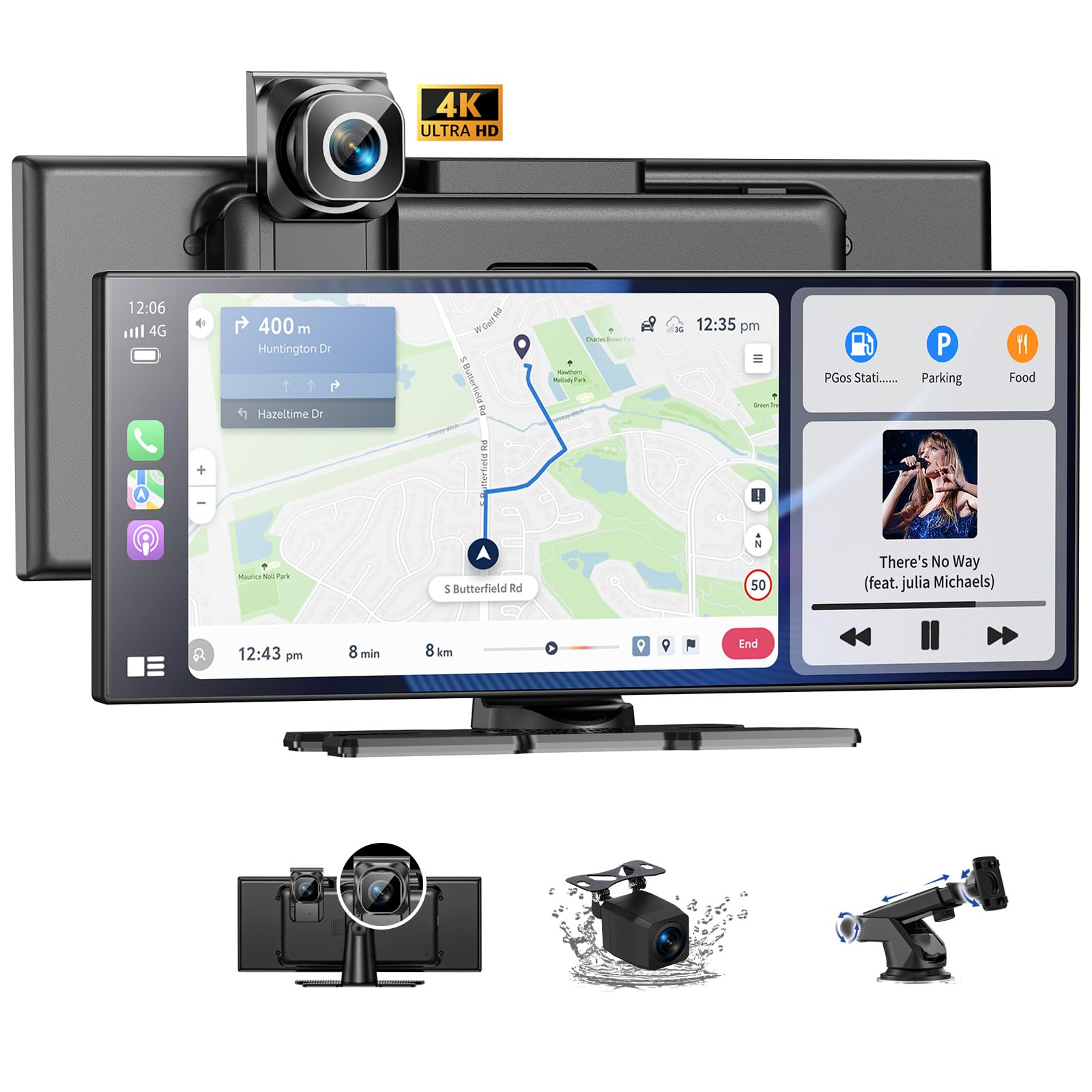 Photo 1 of 11.5" Largest Wireless Carplay HD Screen for Carplay & Android Auto Car Stereo with 4K Dash Cam 1080P Backup Camera, GPS Navigation/Bluetooth/Mirror Link/Voice Control/AUX/FM/Siri