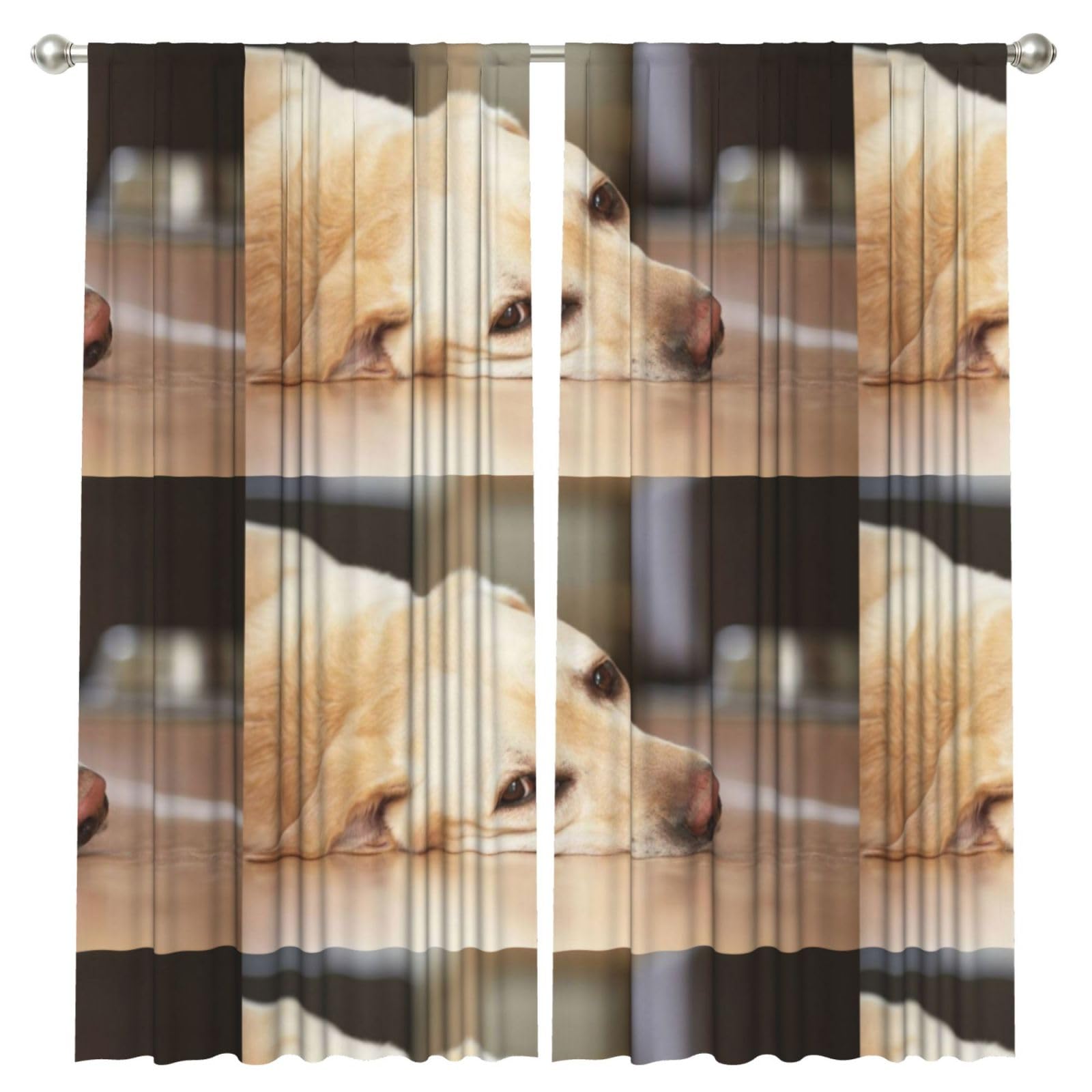 InOmak Yellow Labrador Retriever Print, 2 Panels Window Curtains 52 x 84 Inch Blackout Curtains for Living Room Bedroom