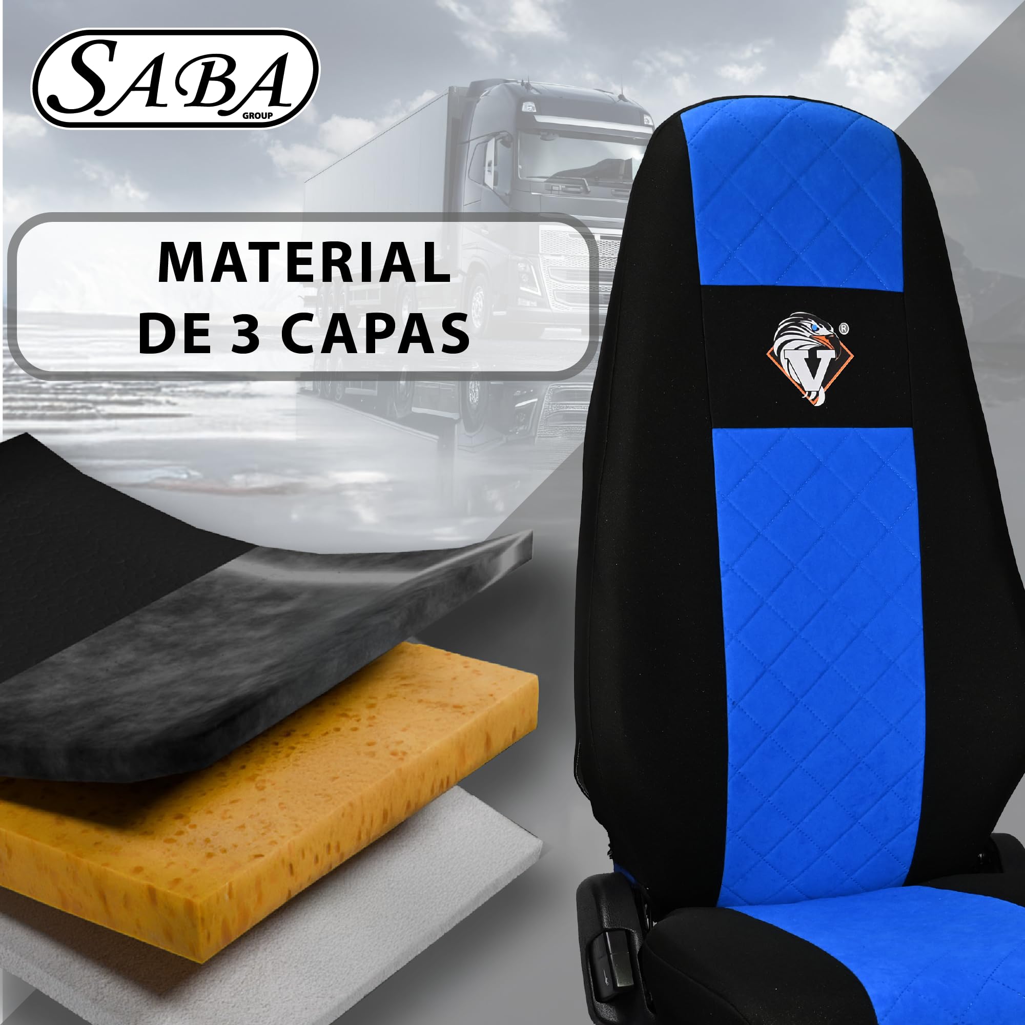 SABA Funda de Asiento para Volvo FH4 ​​con 1 cinturón de Seguridad Azul Accesorios de protección para Asientos de Camiones