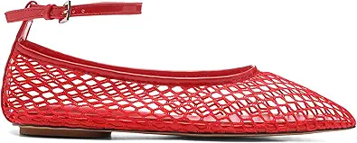 Mesh Ankle Strap Flats for Women Round Toe Ballet Flats Shoes,Casual Mary Jane Flats Comfortable Daily Dress Shoes