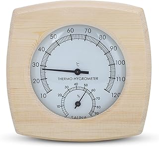 HERCHR 2-In-1 Wood Thermo-Hygrometer,Sauna Thermometer and Hygrometer,Digital Sauna Room Thermometer Hygrometer,Sauna Wooden Thermometer Sauna Temperature Humidity Meter Wooden Sauna Accessories