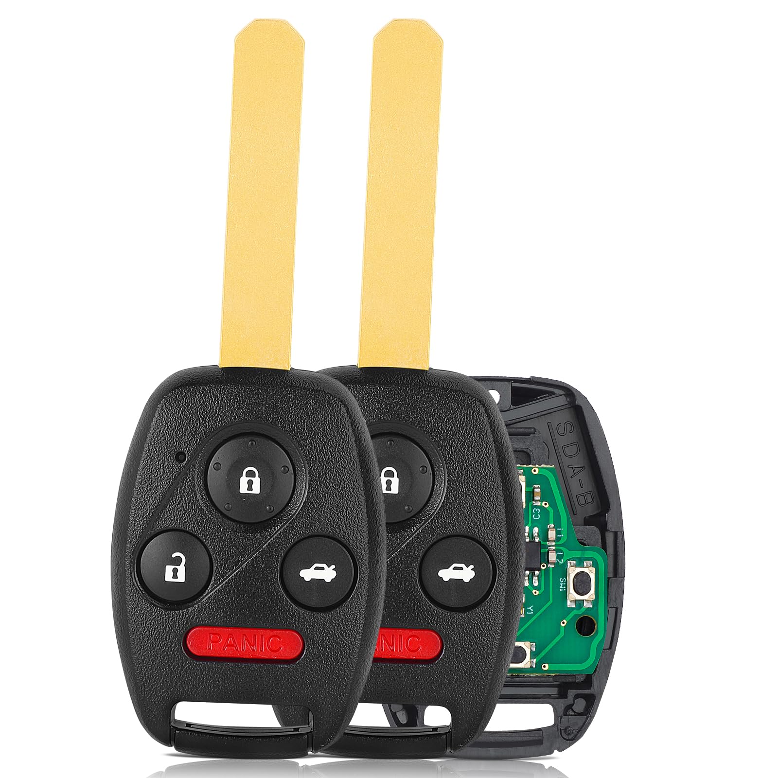 Yewong 2 Pieces Keyless Entry Remote Control Head Key Fob Replacement Fits for Honda Accord 2003 2004 2005 2006 2007 OUCG8D380HA 35118SDAA11 ID46 313.8MHZ 3+1 Buttons