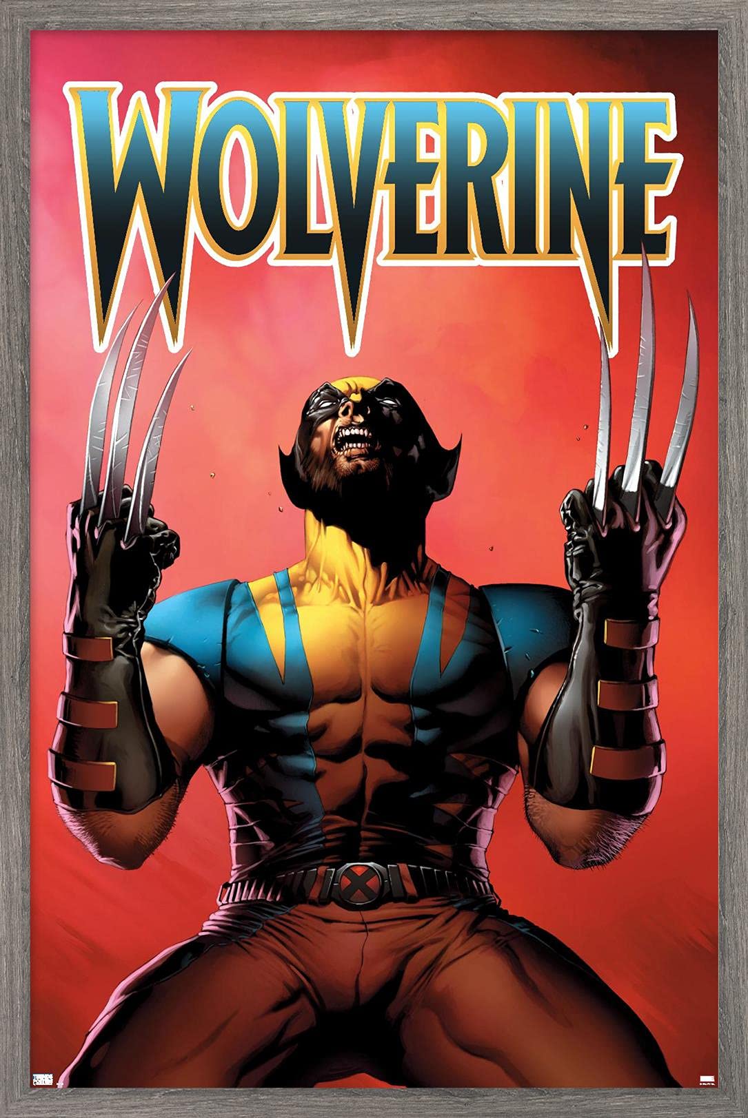 Trends International Marvel Comics-Wolverine-Astonishing X-Men #1 Variant Wall Poster, 22.375" x 34", Barnwood Framed Version