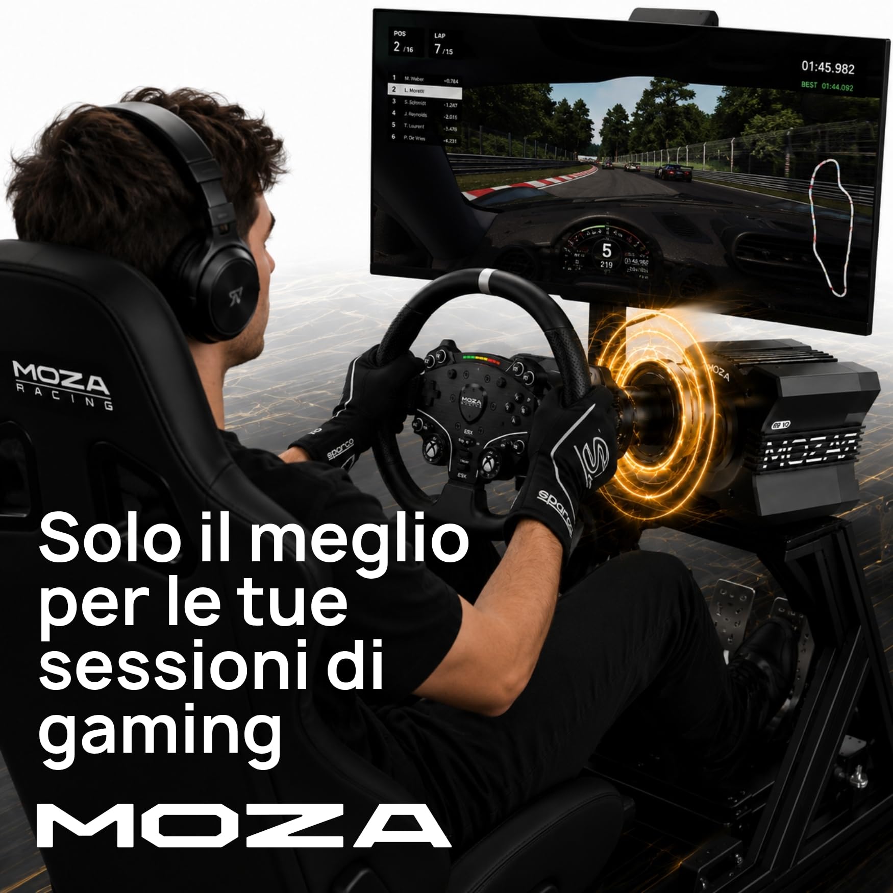 MOZA R9 V3 Base Volante Direct Drive 9 Nm per Simulatore di Guida PC, Encoder Magnetico 21 bit, Alluminio Aeronautico, Compatibile Ecosistema, Sim Racing Professionale