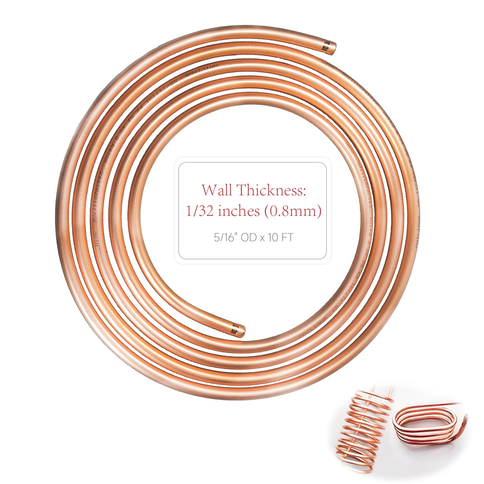 99.9% Copper Tube 5/16 inch OD x 1/4 inch ID 10 Ft