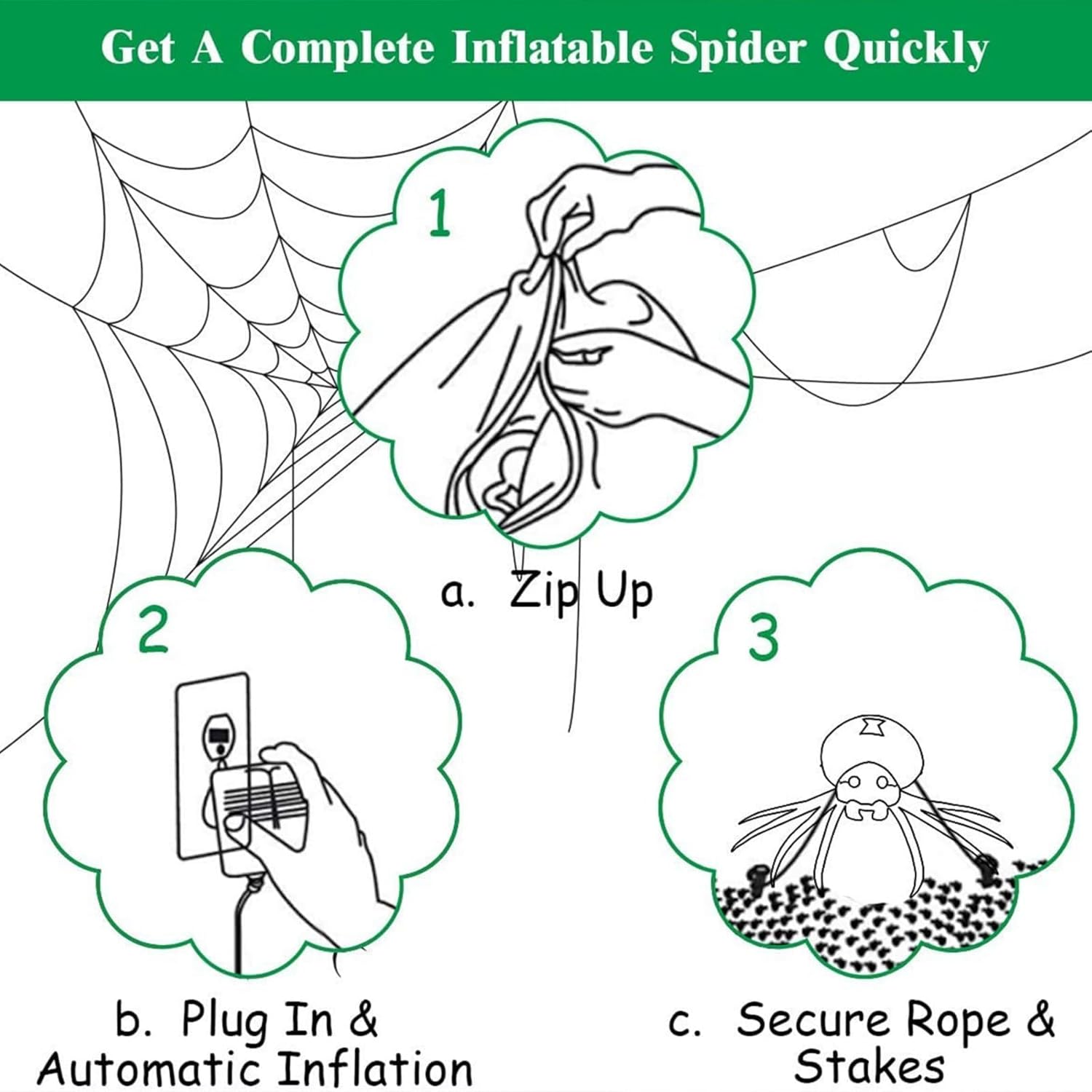 7.2 FT Width Halloween Inflatable Spider Outdoor Decoration with Built-in LED Lights, Spider Blow Up Yard Inflatables for Outdoor Lawn Garden Yard and Holiday Decor