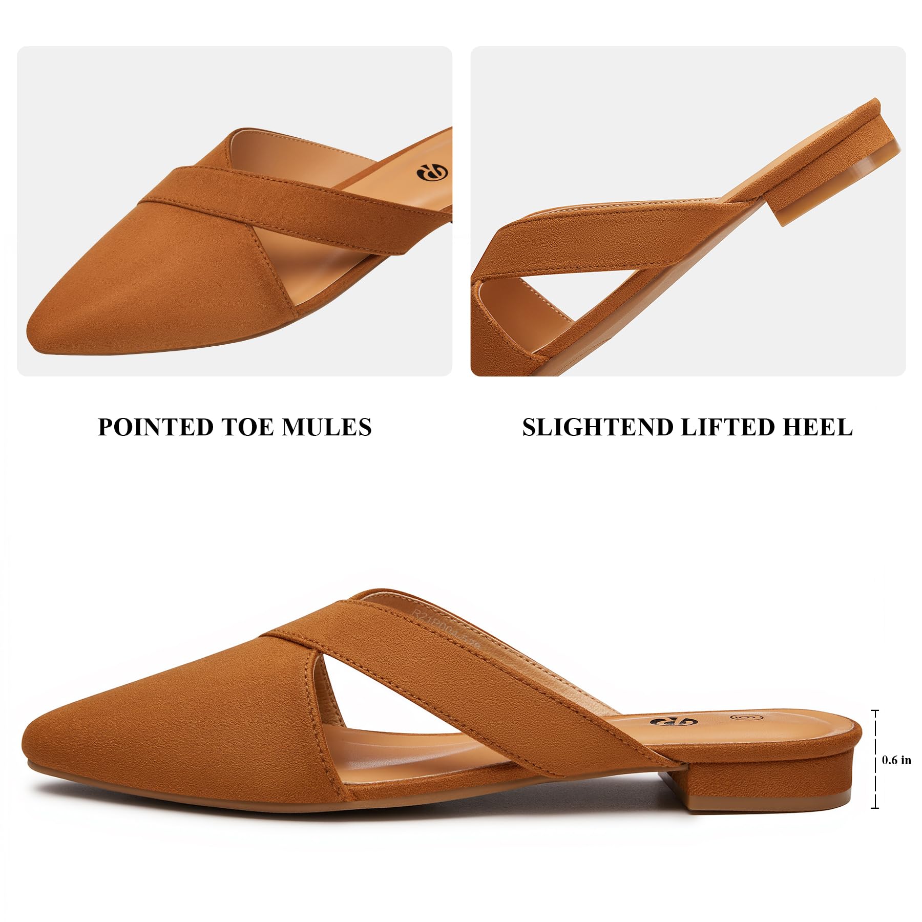 Rekayla Women’s Mules Closed Pointed Toe Backless Loafer Shoes for Women