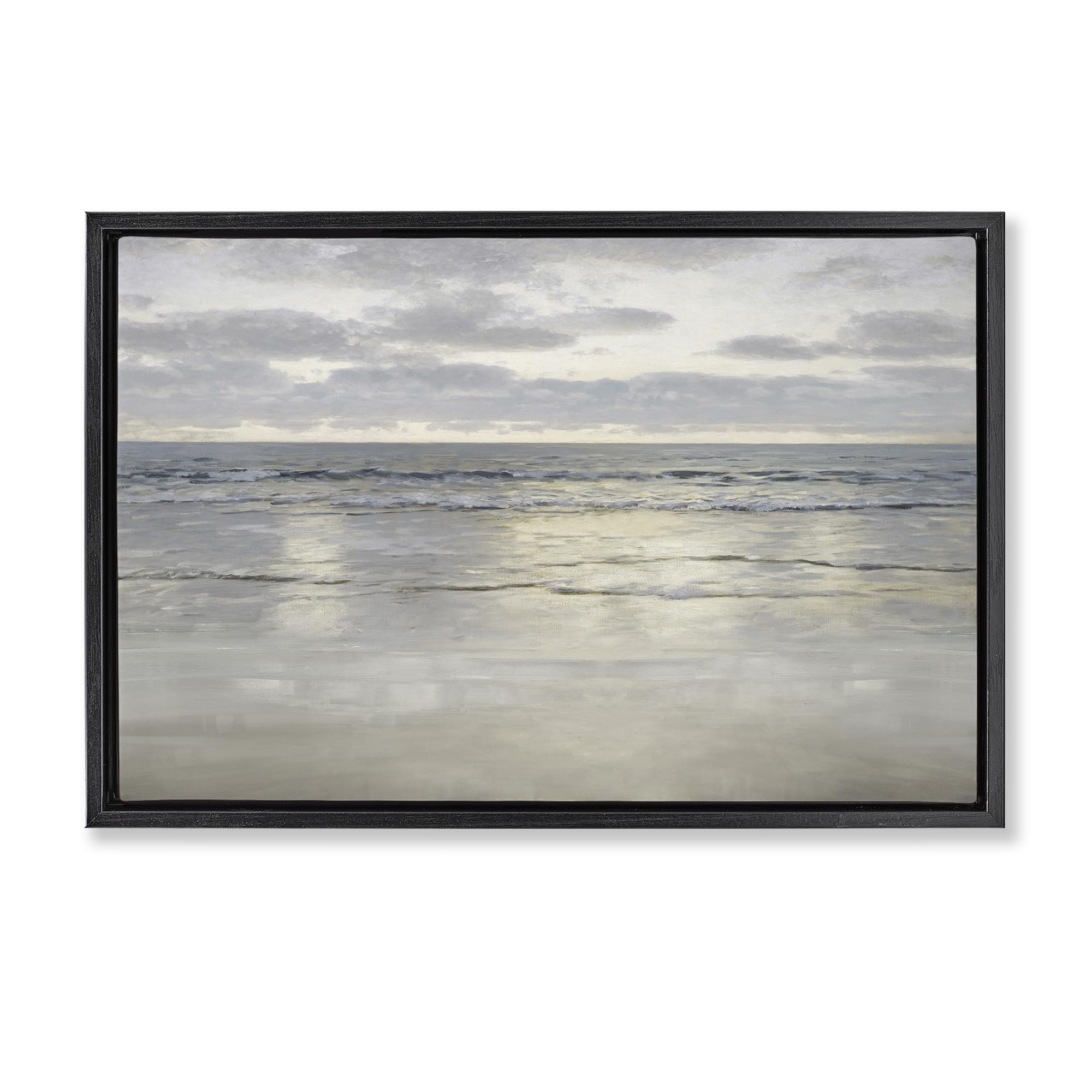 Stupell Industries Jet Black (Matte) Sunlight On The Sea Coastal Serenity, 20 X 30 Inch Canvas In Floater Frame