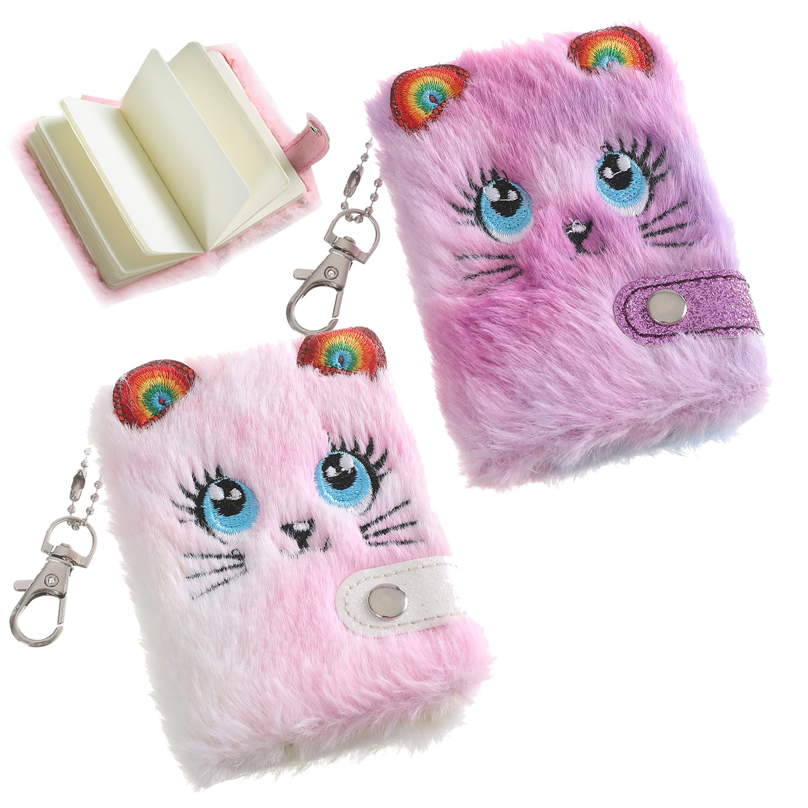 BOFYTR Fluffy Notebooks for Girls, 2-Pack Tie-Dye Colours