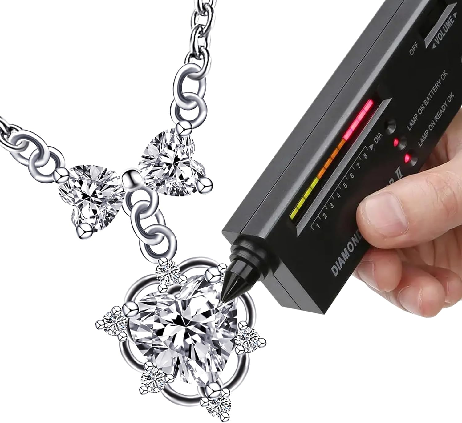 Moissanite Pendant Necklace for Women, D Color VVS Clarity Lab Diamond Choker Necklace Sterling Silver Charm Necklaces with 18K White Gold Plated - Image 3