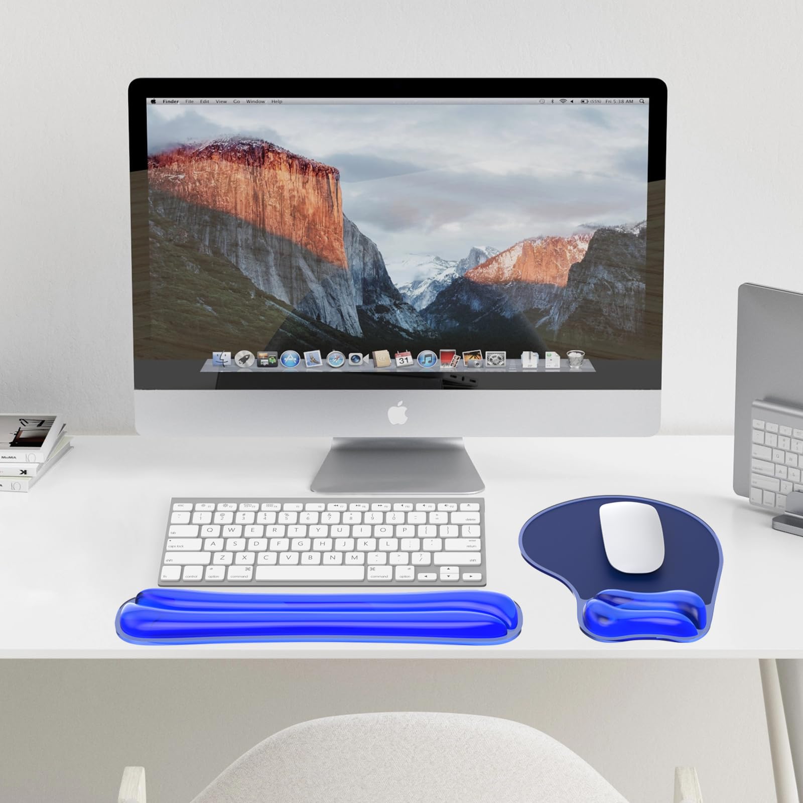 Gel-Mauspad & Tastatur-Handgelenkauflage-Set, ergonomische Tastatur und Mauspad mit Handgelenkstütze, Tastaturen Handgelenkauflage, Computertastaturen Pad, Kühlgel Blau