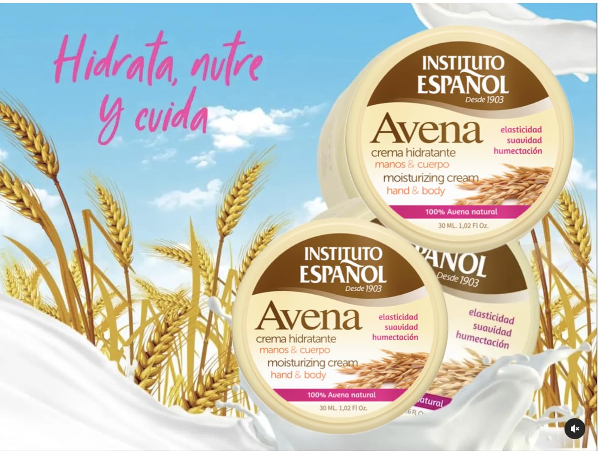 Espanol Avena Oatmeal Body Cream-Set of 3-Spanish Instituto Avena Oatmeal Moisturizing Cream Travel Size 3x30 ml - Image 4